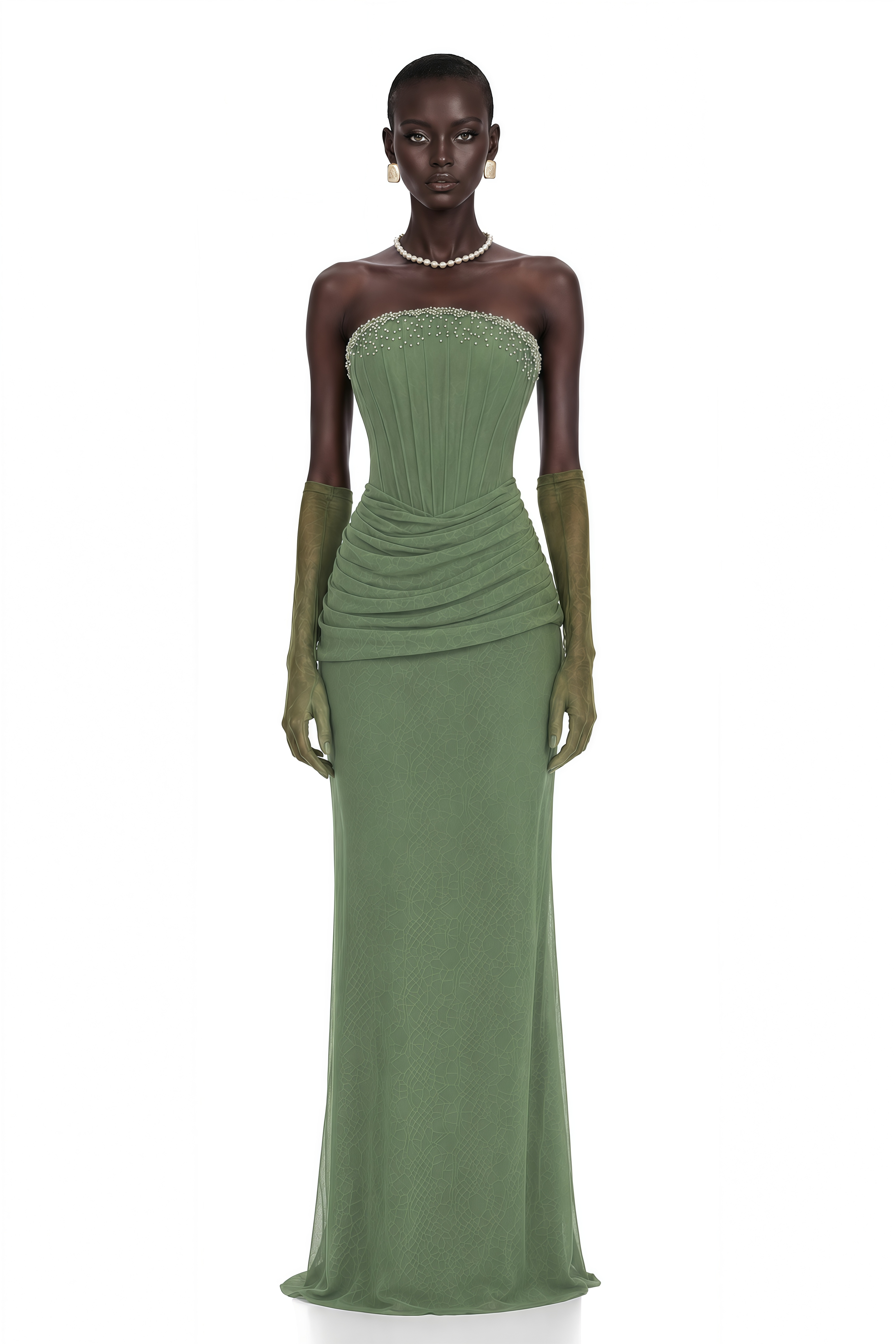 Franziska Green Embellished Corset Maxi Dress (Without Gloves) – Miss Rosier