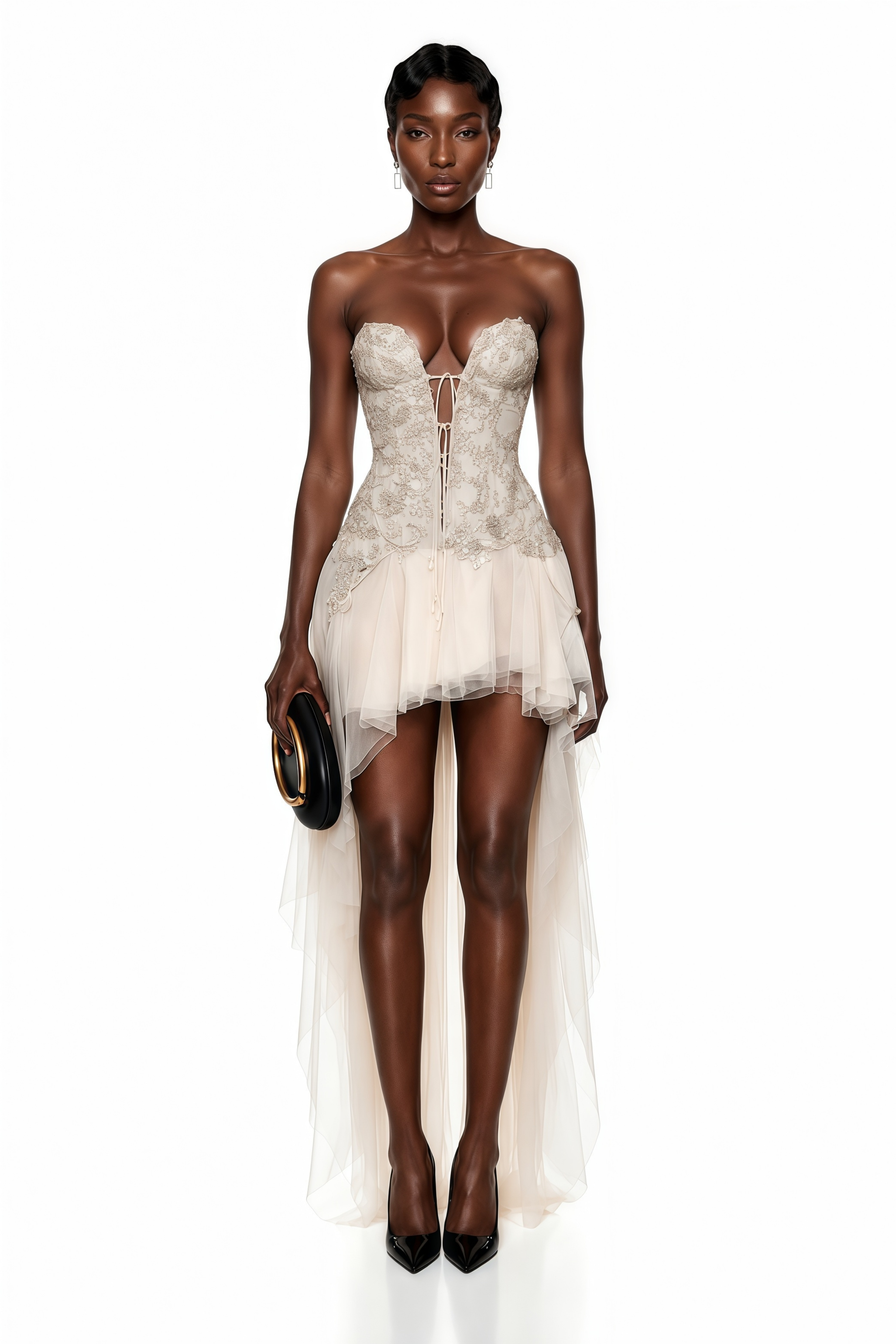 Fury Champagne Off Shoulder Embellished Tulle Maxi Dress – Miss