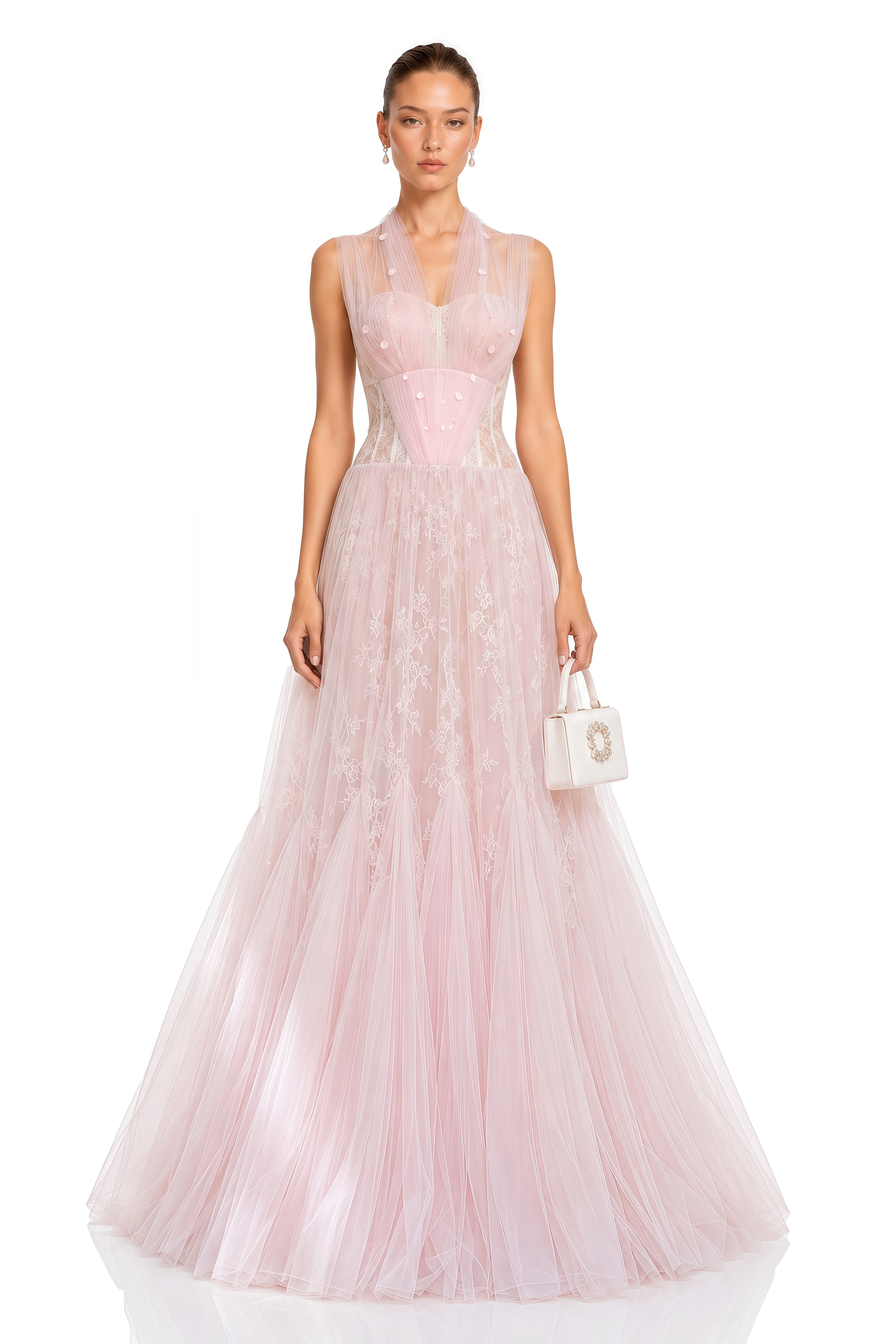 Ginevra Pink Floral Embroidered Maxi Dress