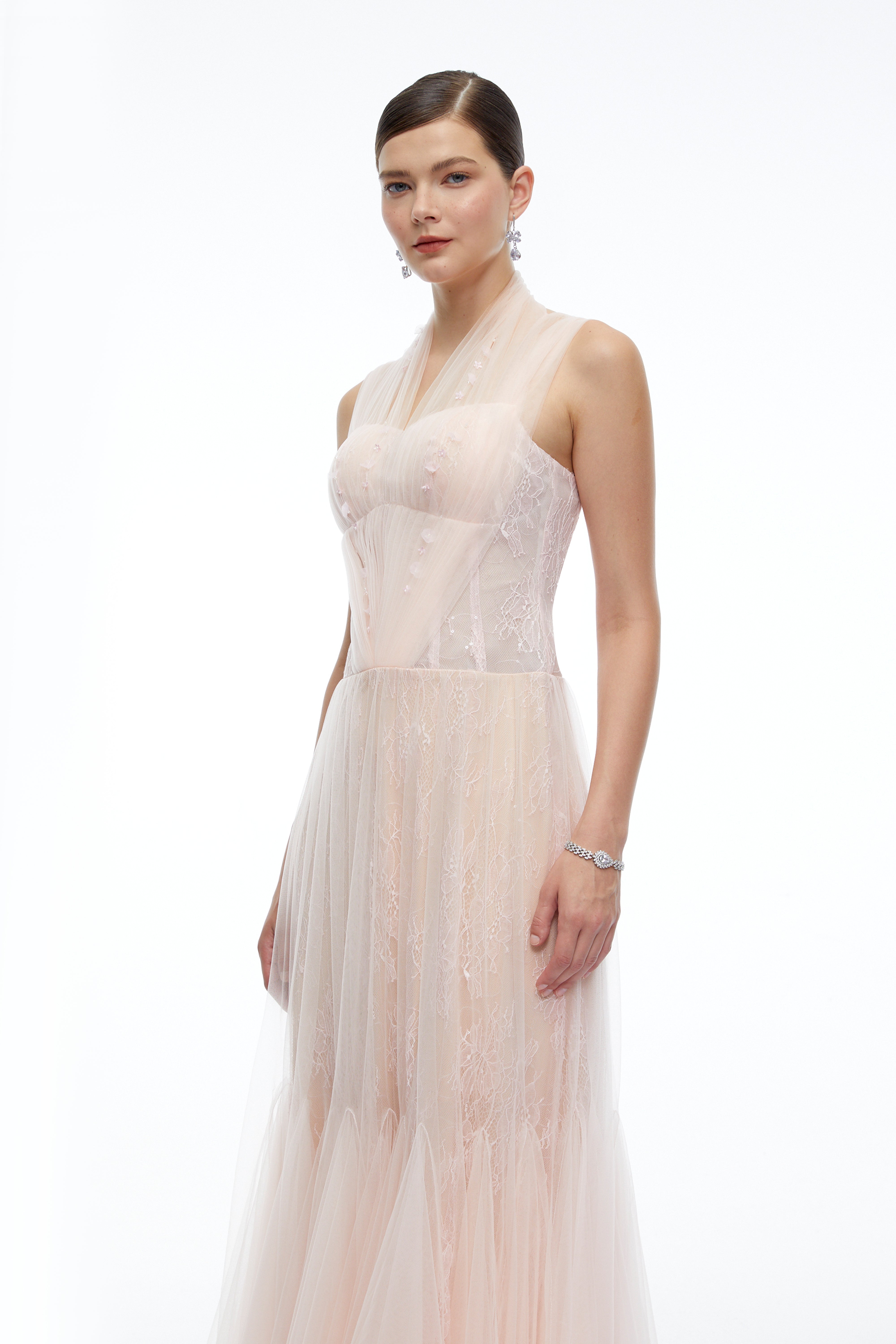Ginevra Pink Floral Embroidered Maxi Dress