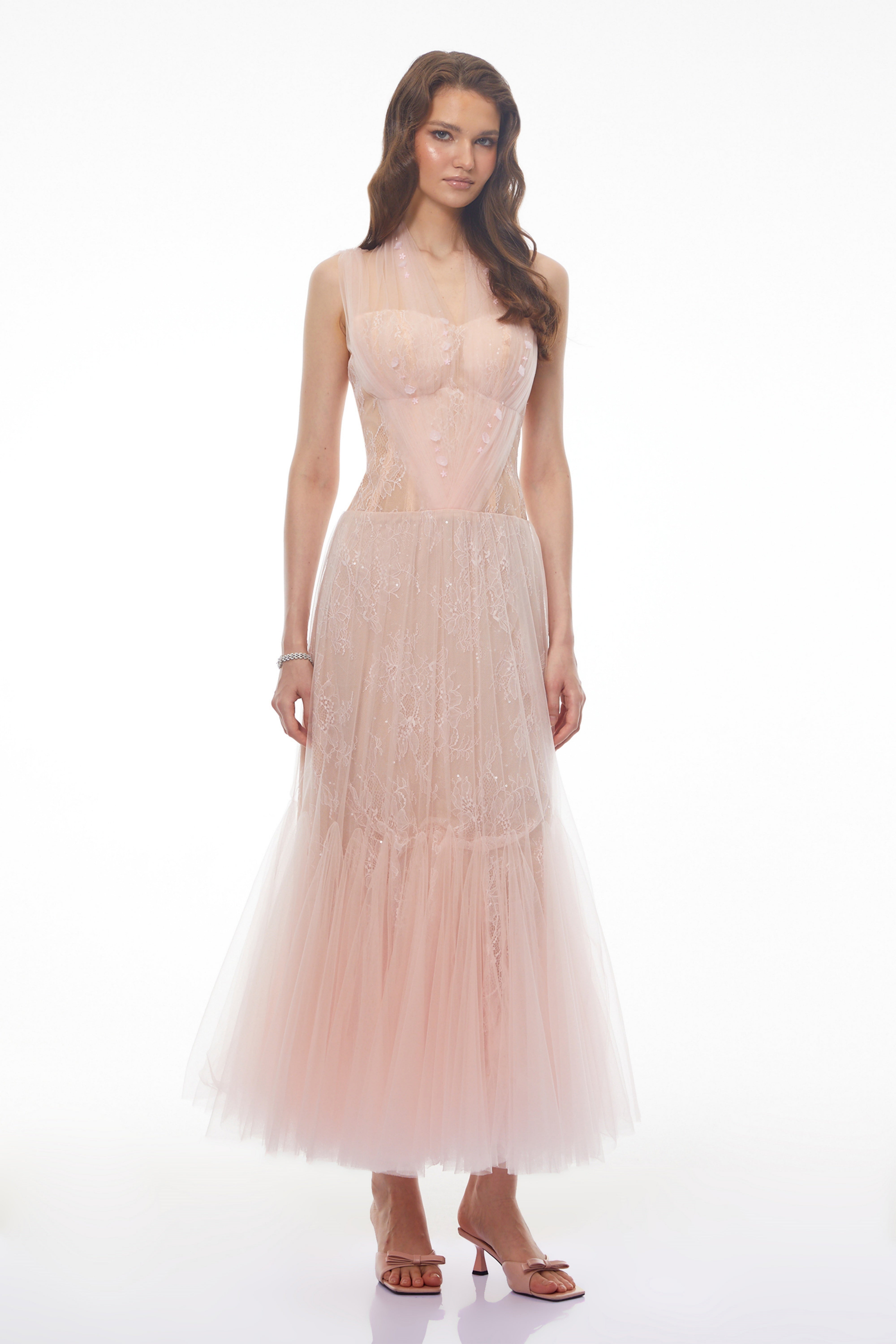 Ginevra Pink Floral Embroidered Maxi Dress