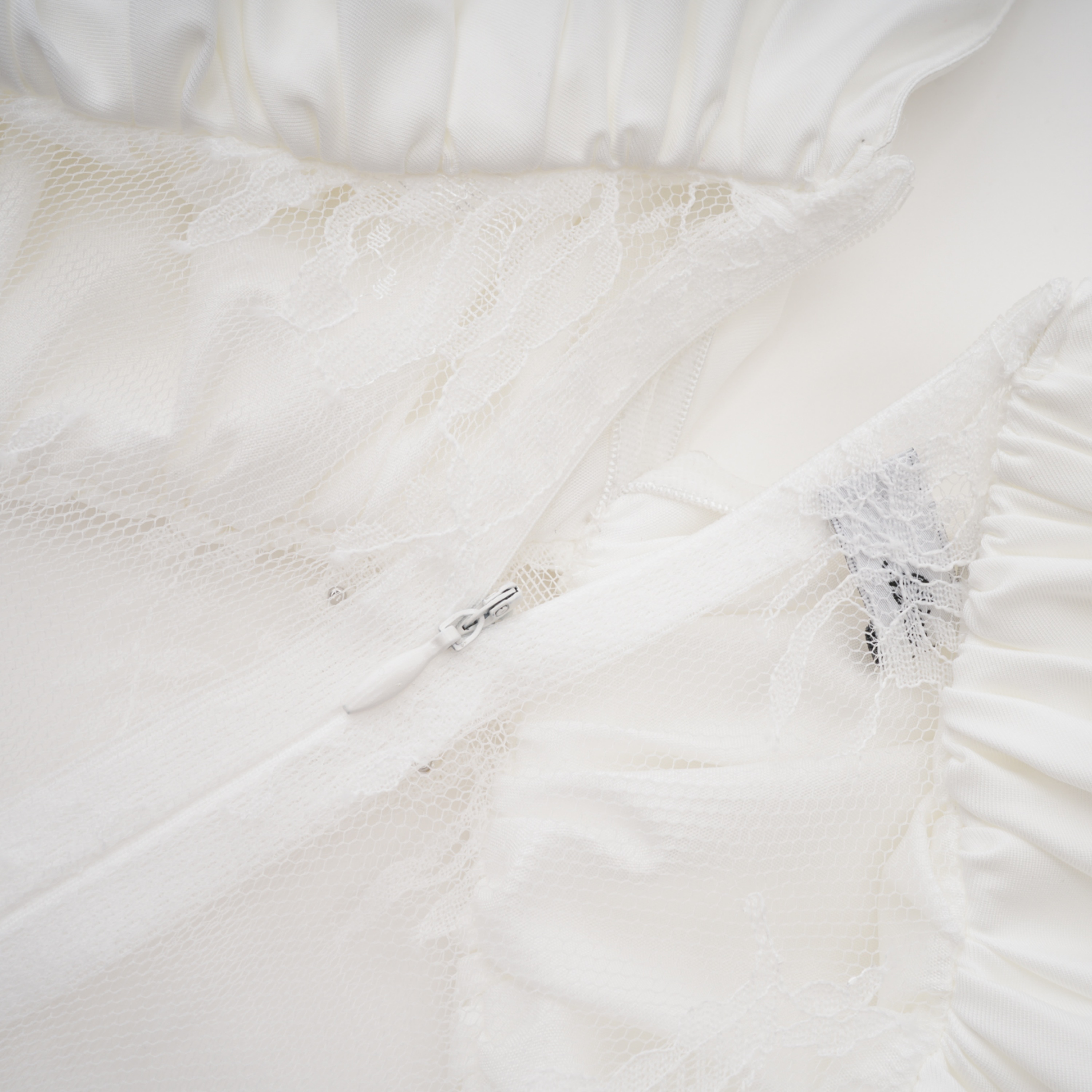 Gioconda White Off Shoulder Maxi Dress with Lace Panels