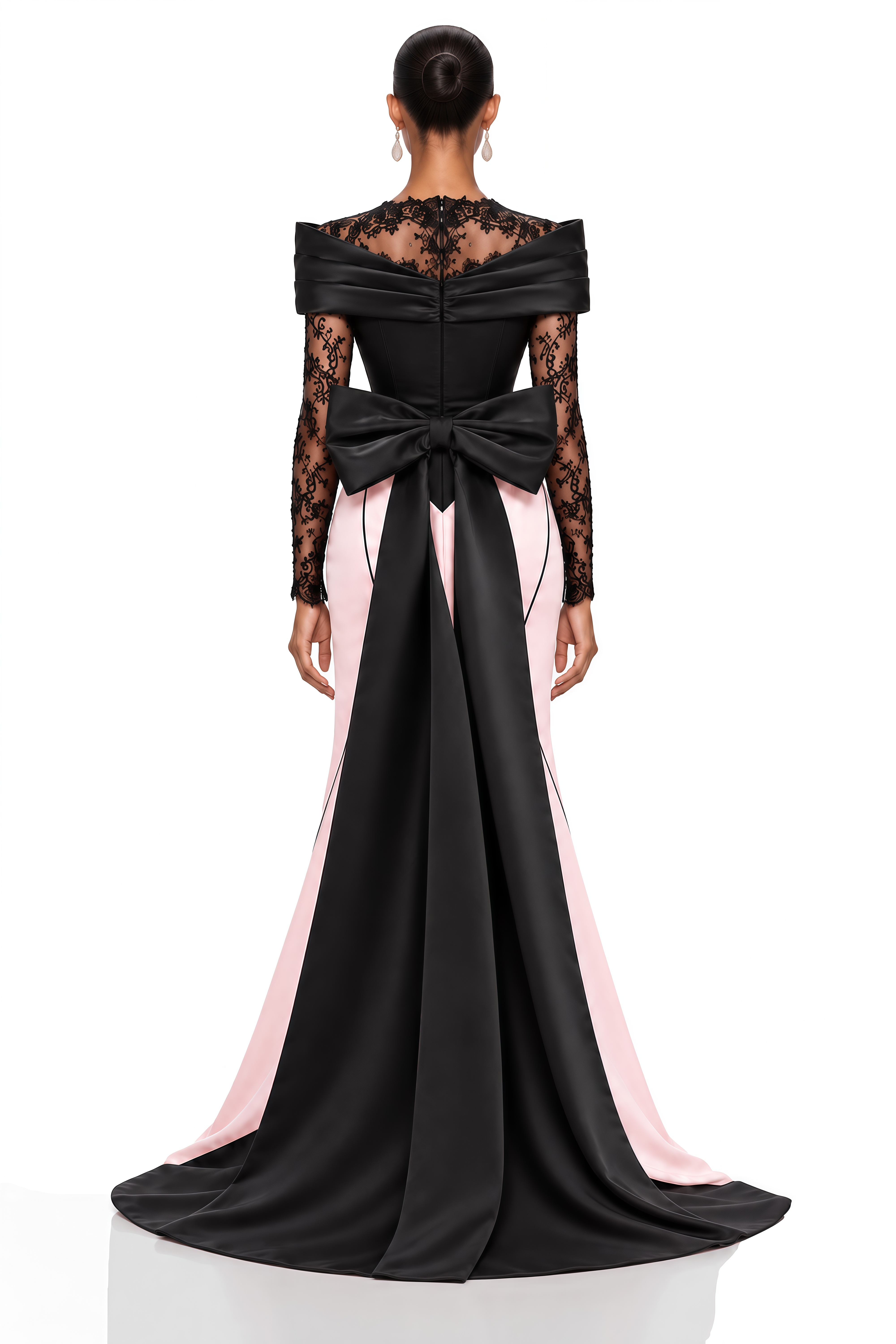 Giorgia Black & Pink Lace Corset Mermaid Maxi Dress