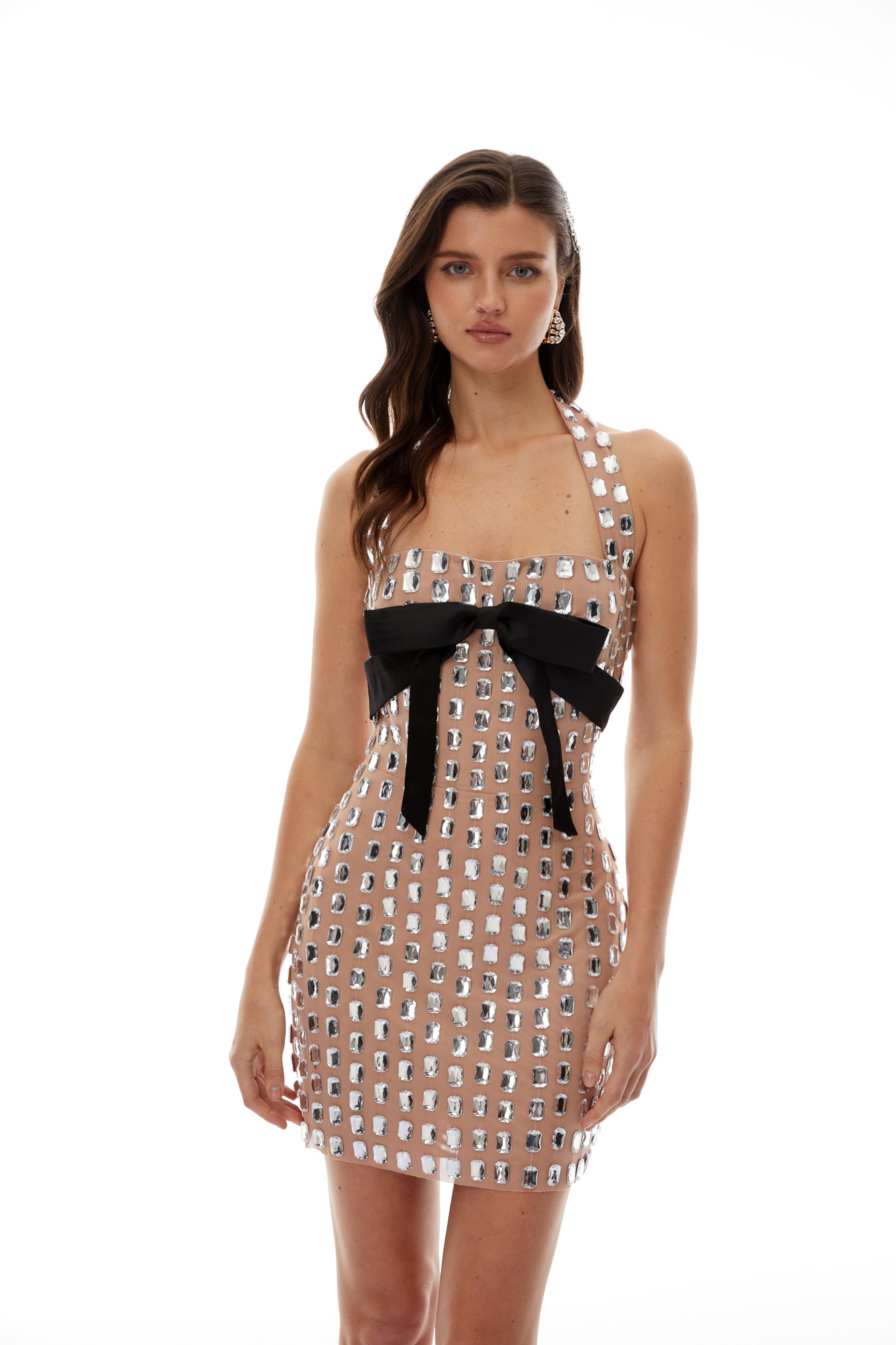Halterneck Crystal Mini Dress