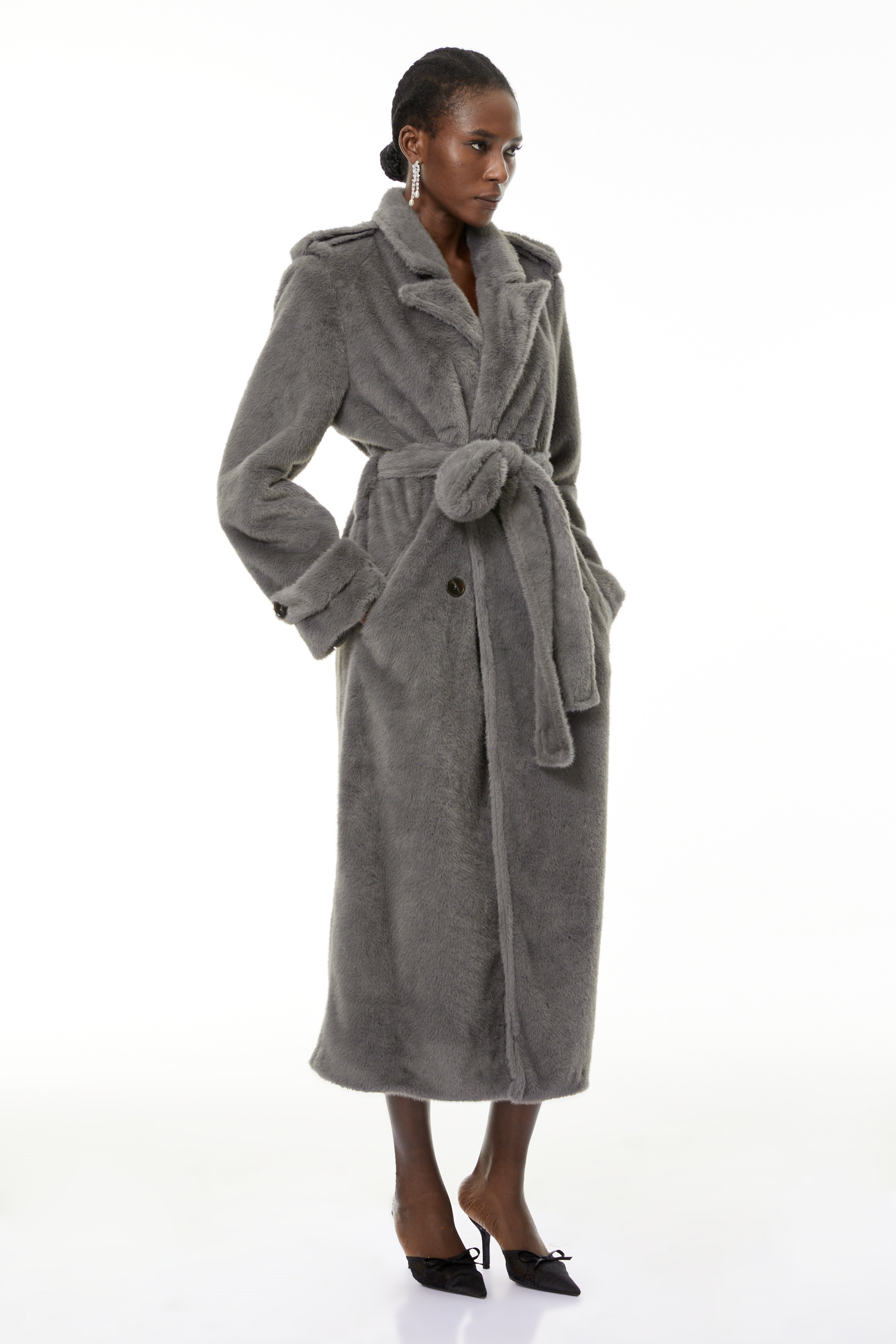 Gugulethu Grey Faux Fur Long Coat (Final Sale-US Only)