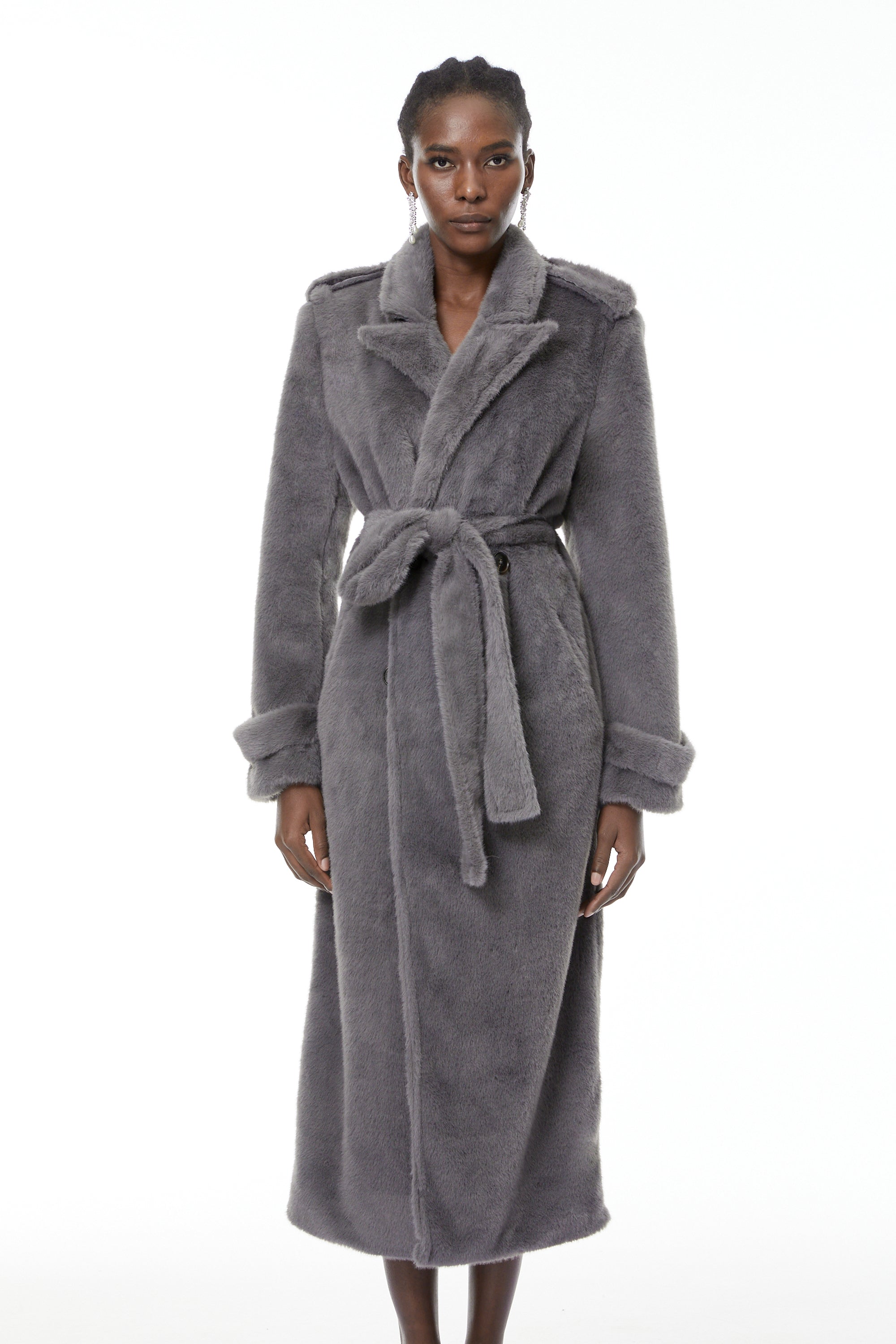 Gugulethu Grey Faux Fur Long Coat (Final Sale-US Only)
