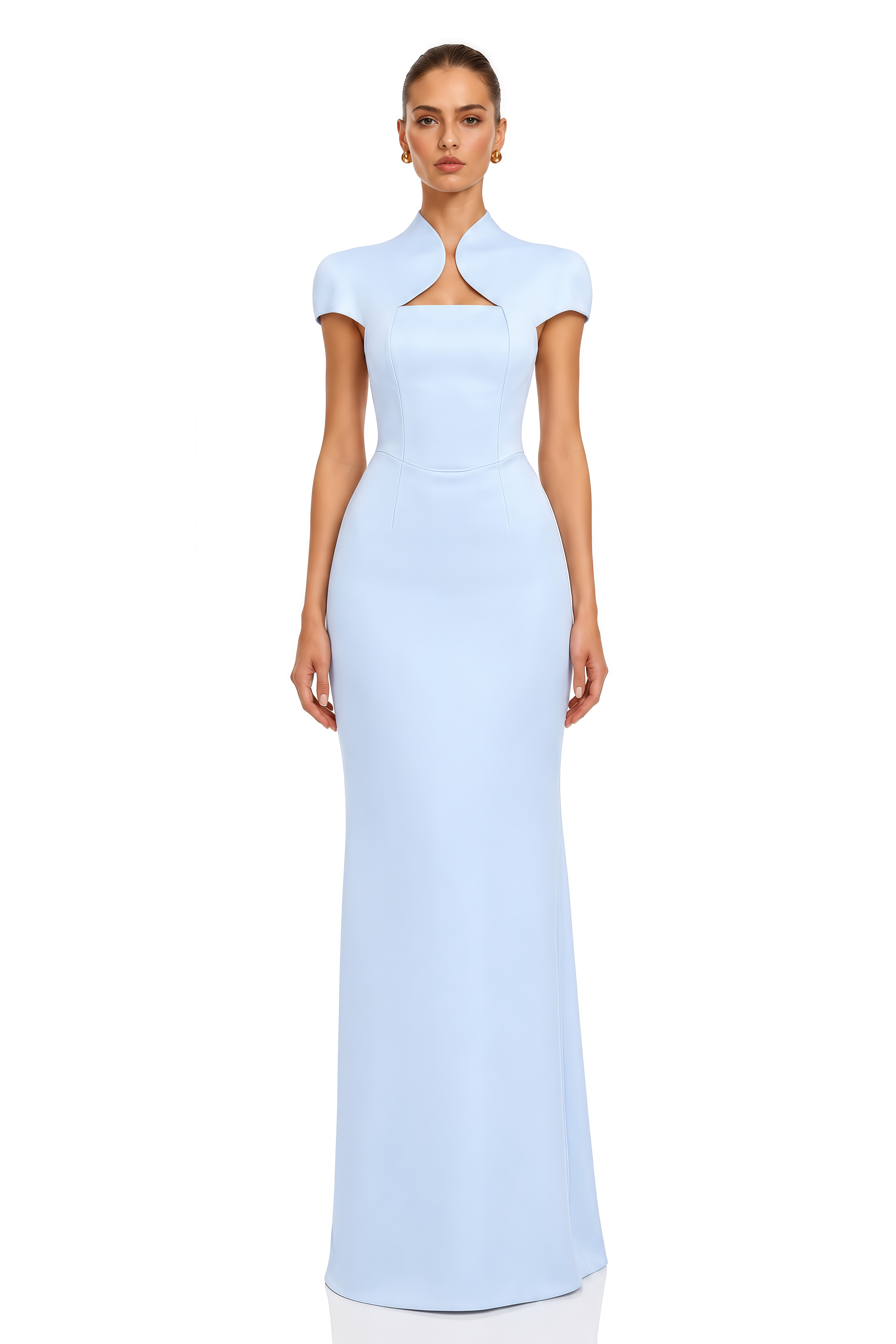 Haisley Light Blue Cut-Out Lace-Up Maxi Dress