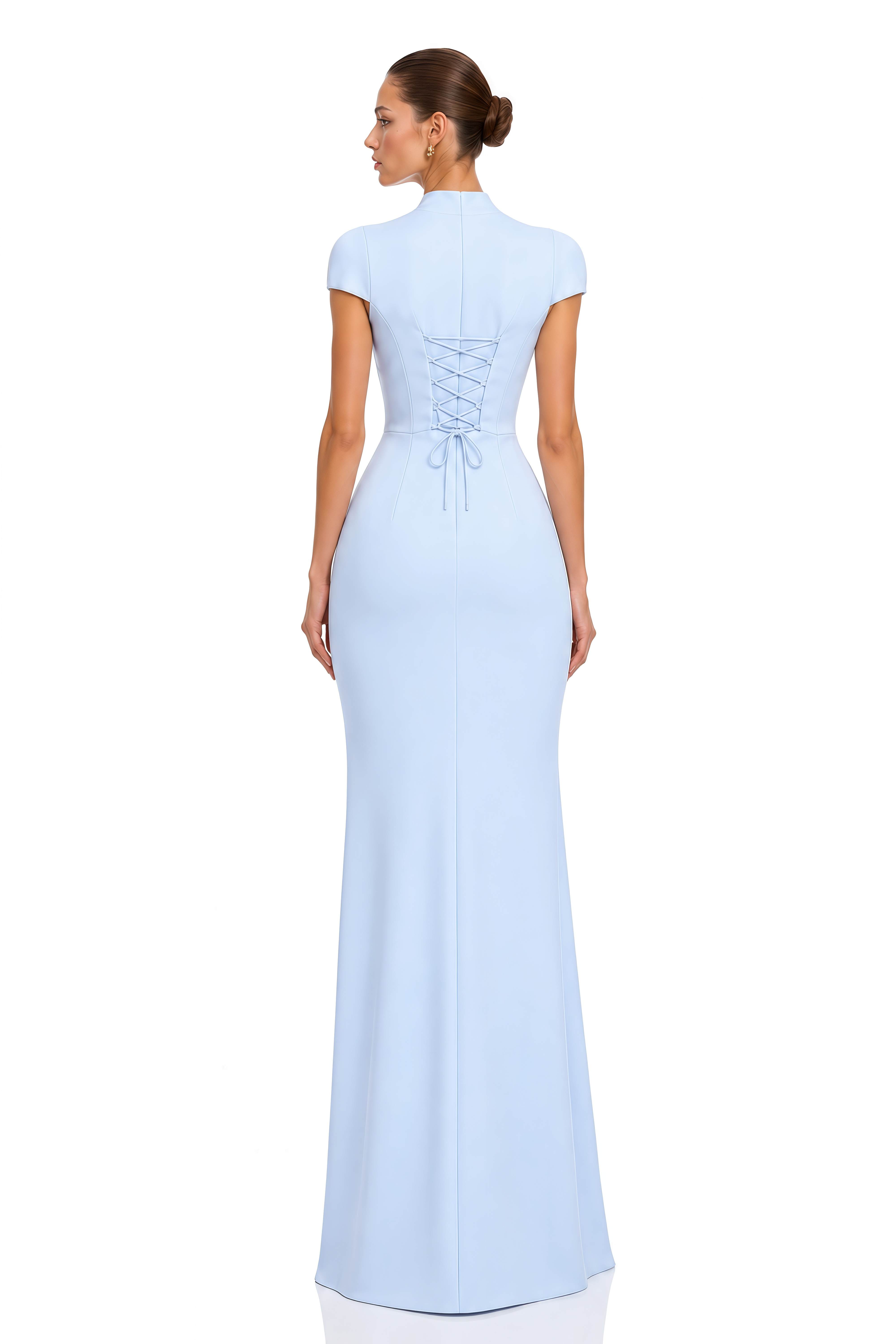 Haisley Light Blue Cut-Out Lace-Up Maxi Dress
