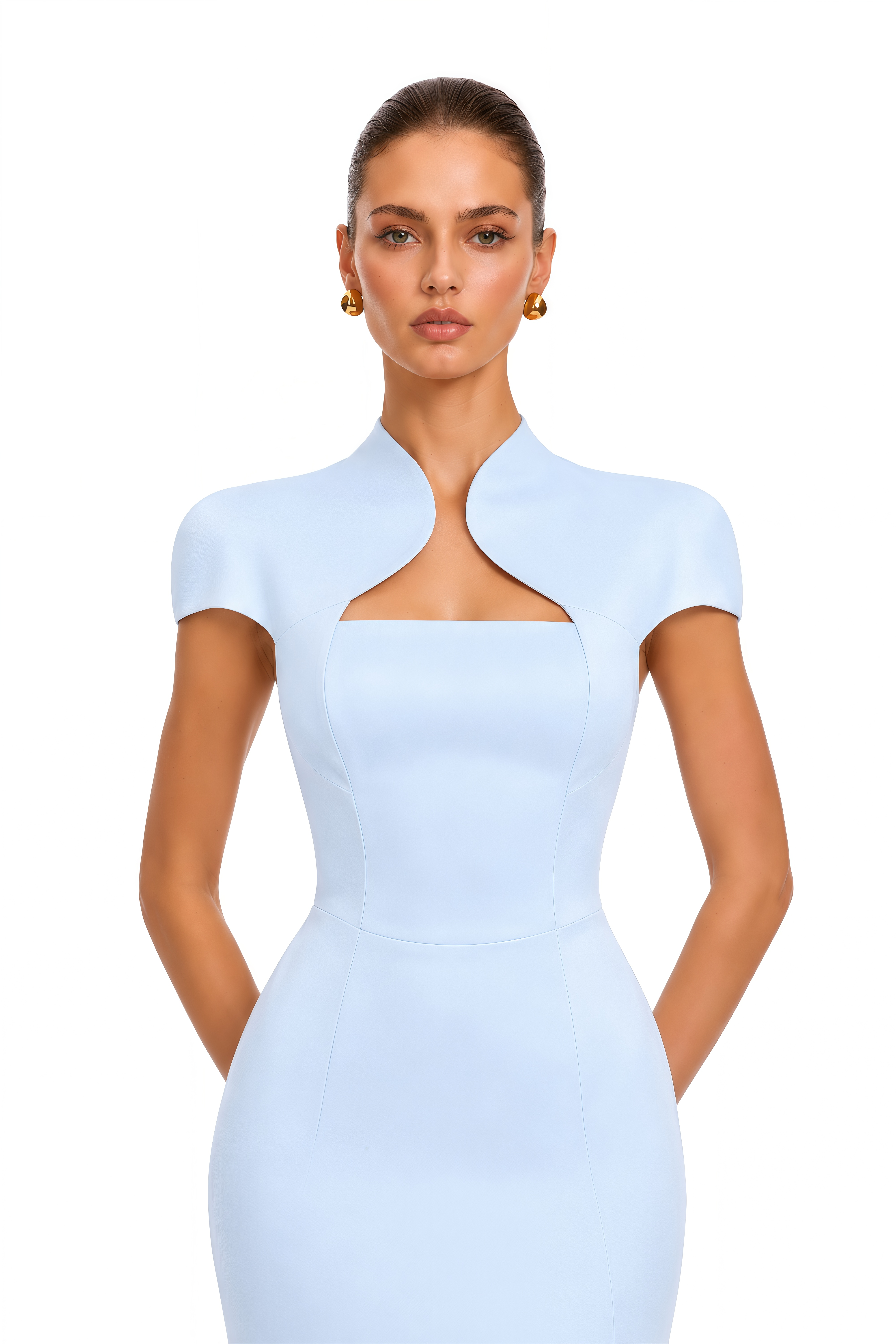 Haisley Light Blue Cut-Out Lace-Up Maxi Dress