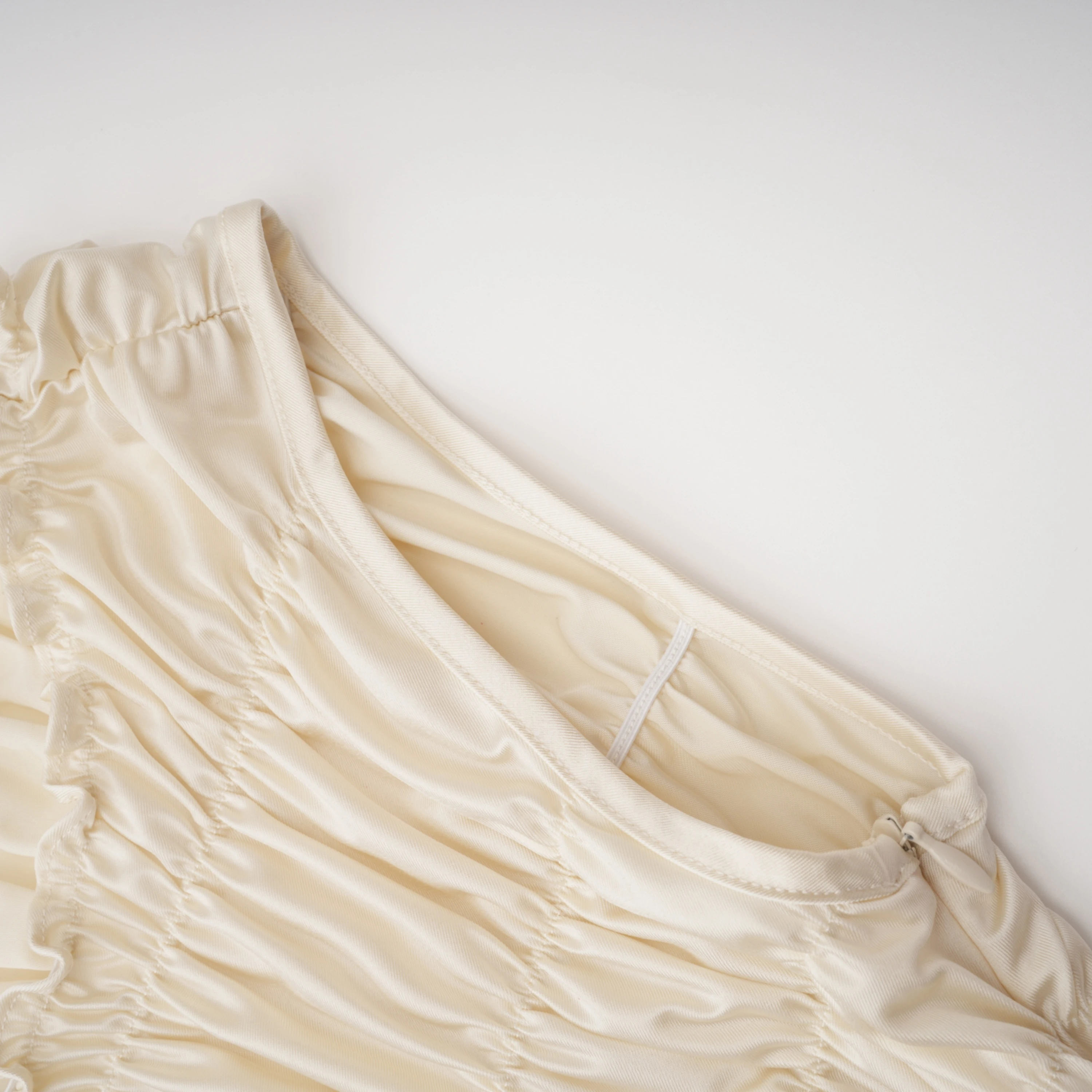 Hestia Champagne Ruched Asymmetrical Maxi Dress