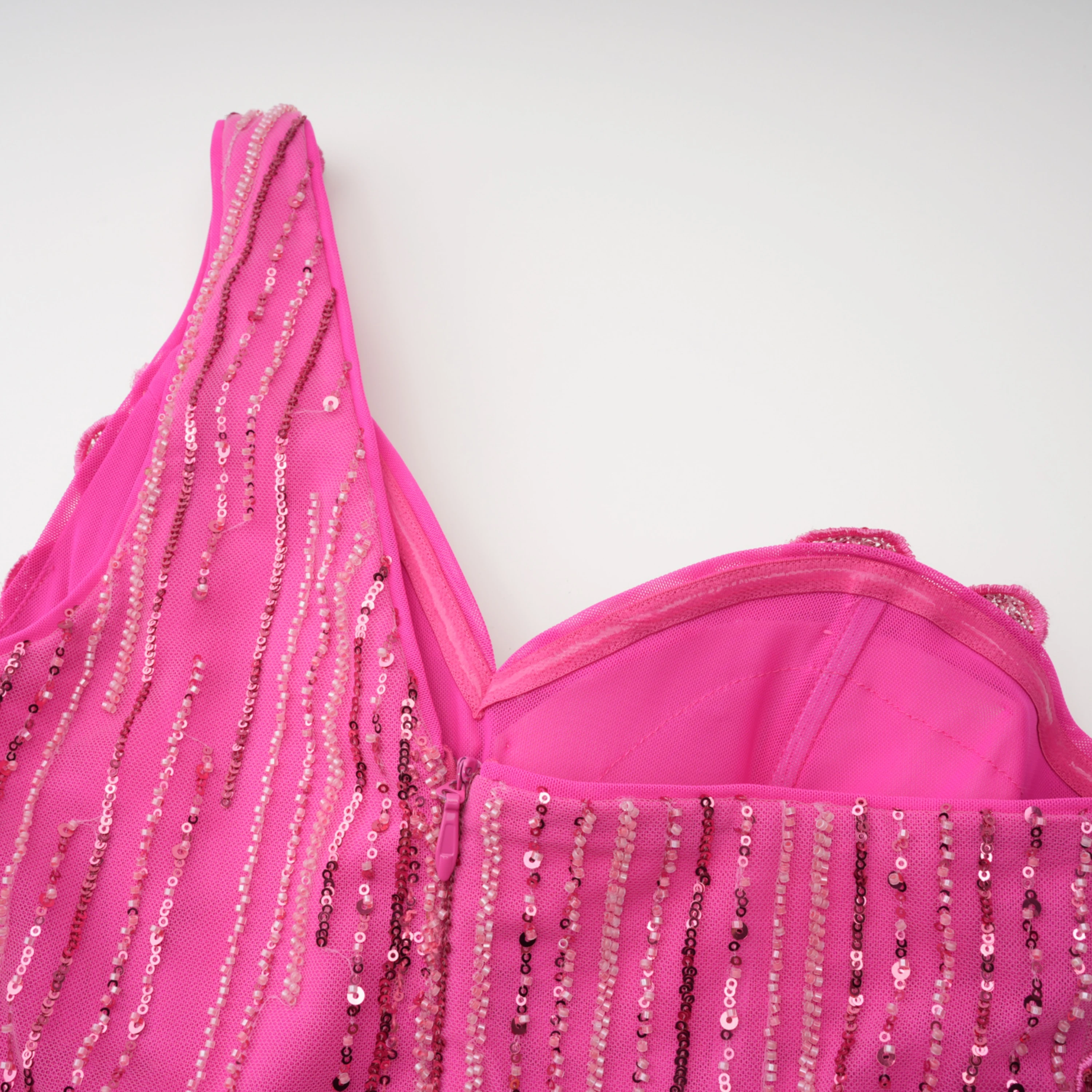 Hestia Pink Asymmetrical Embellished Maxi Dress