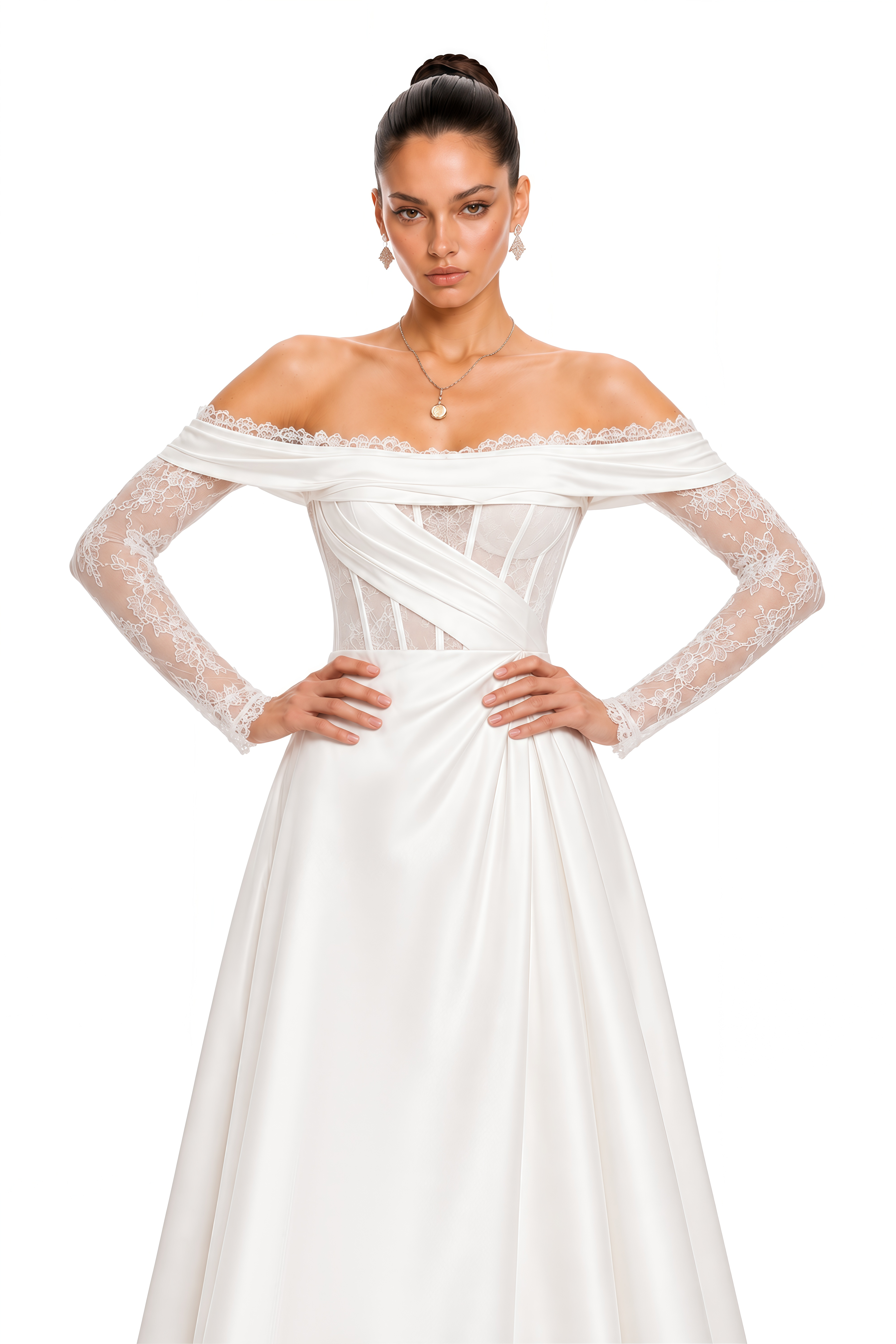 Hilda White Lace Off-Shoulder Maxi Dress