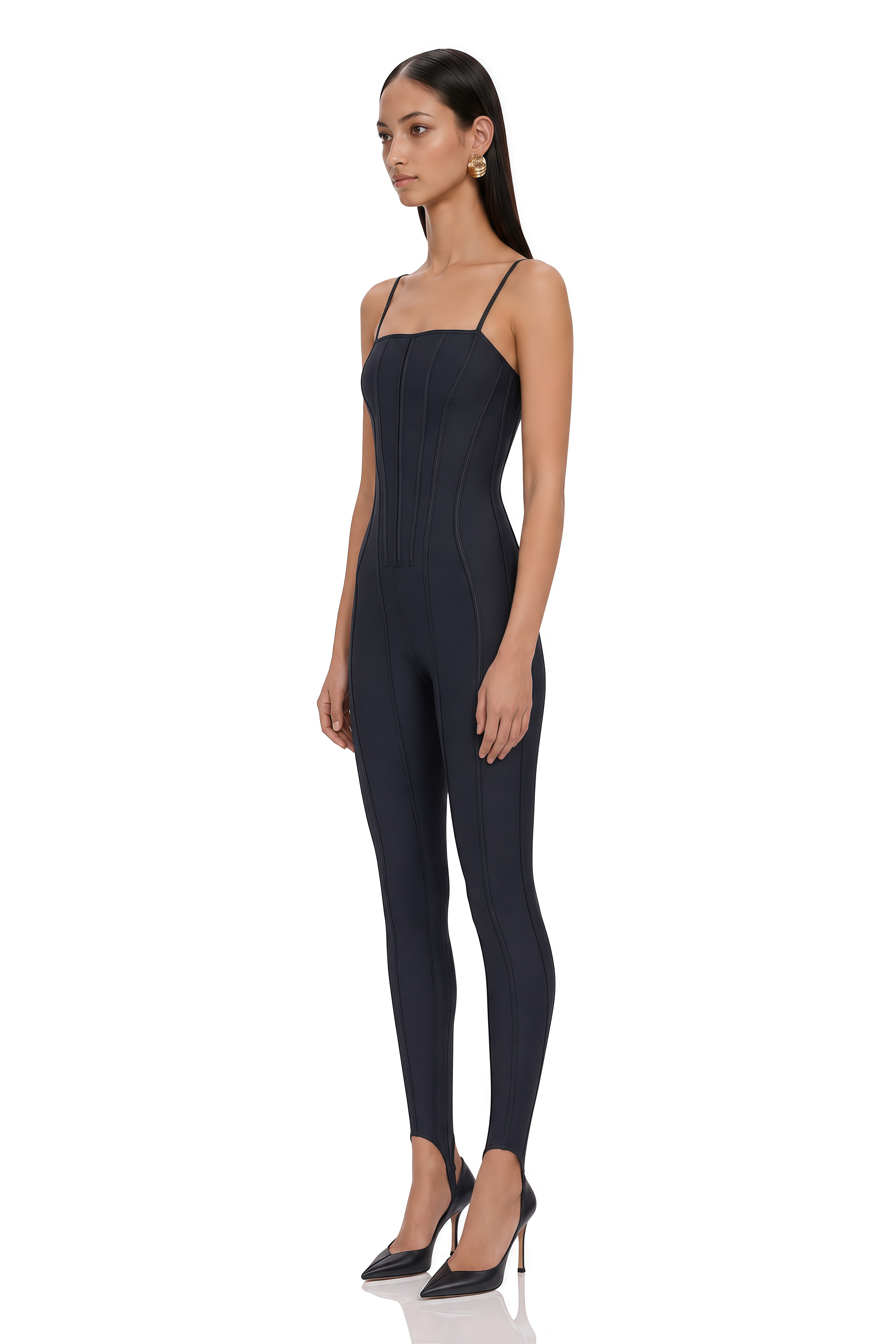 Humayma Black Leggings Hem Jumpsuit