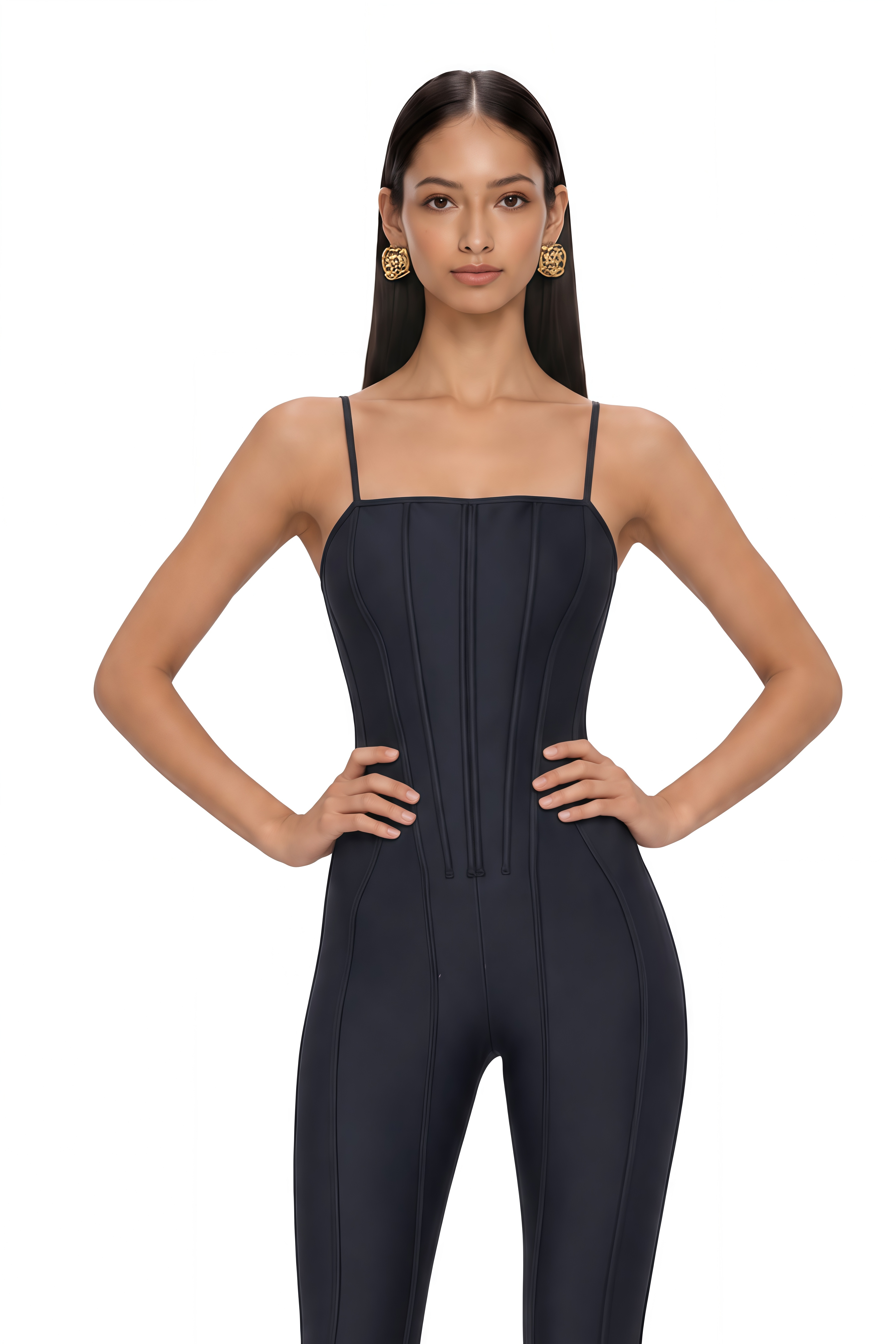 Humayma Black Leggings Hem Jumpsuit