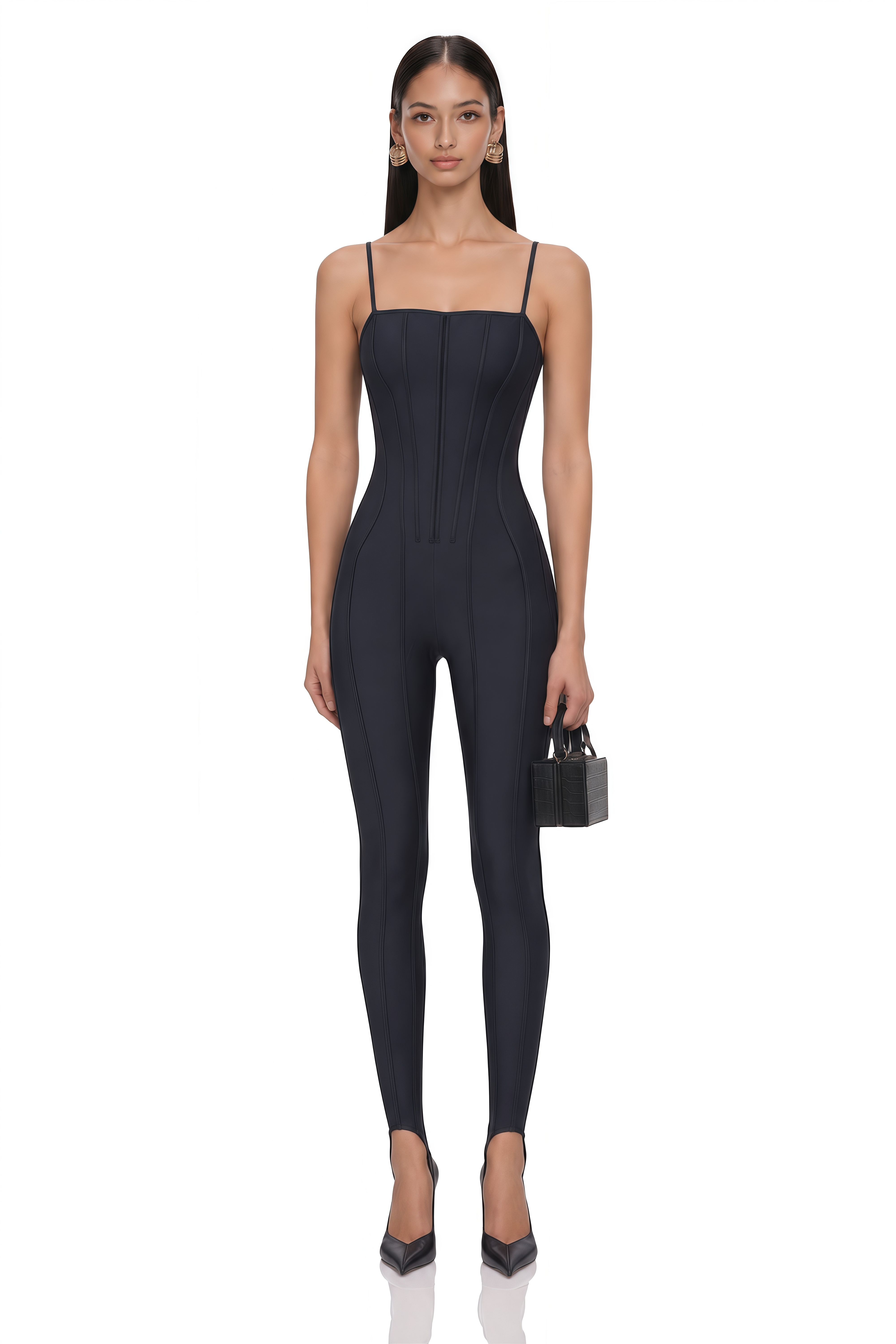Humayma Black Leggings Hem Jumpsuit
