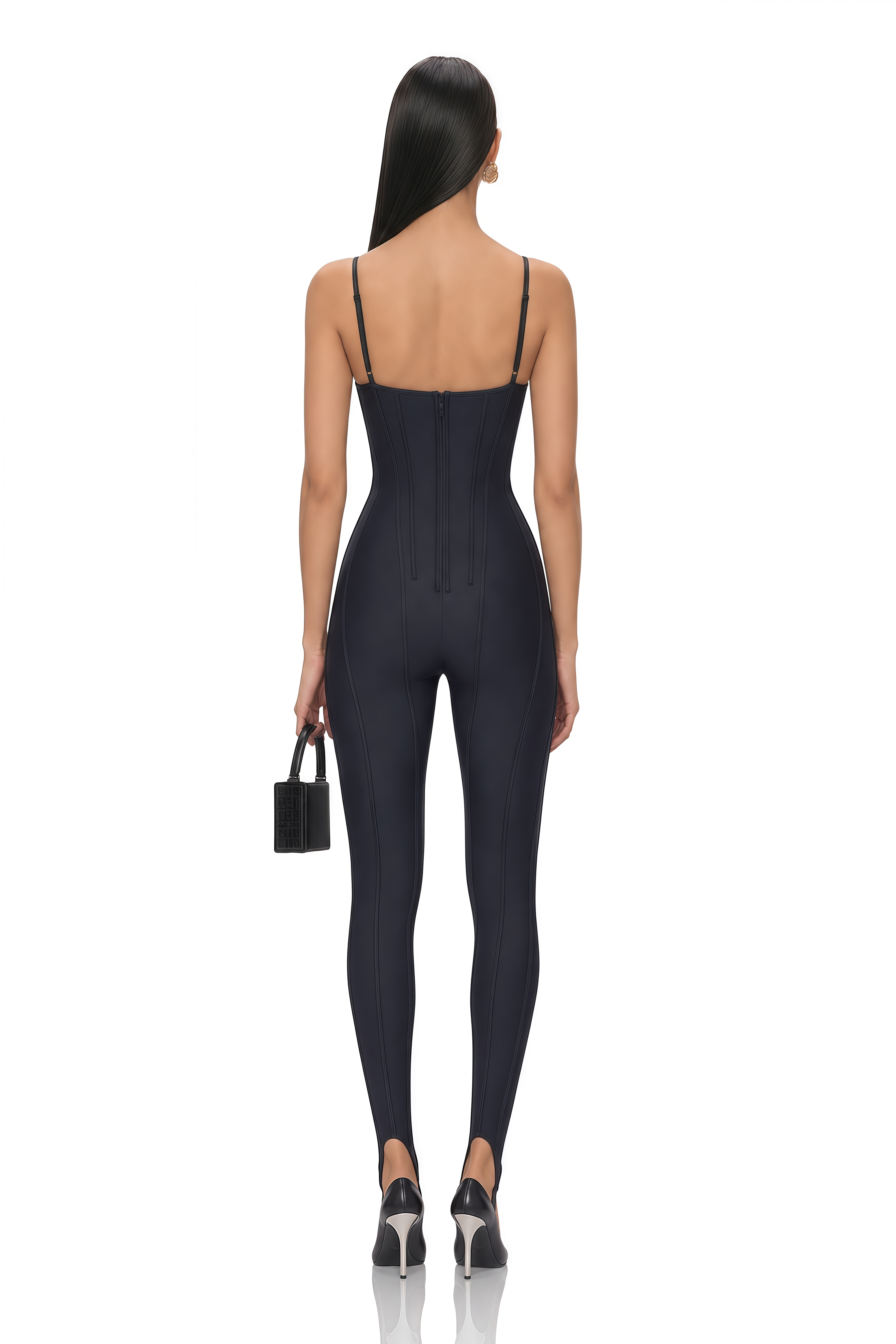 Humayma Black Leggings Hem Jumpsuit