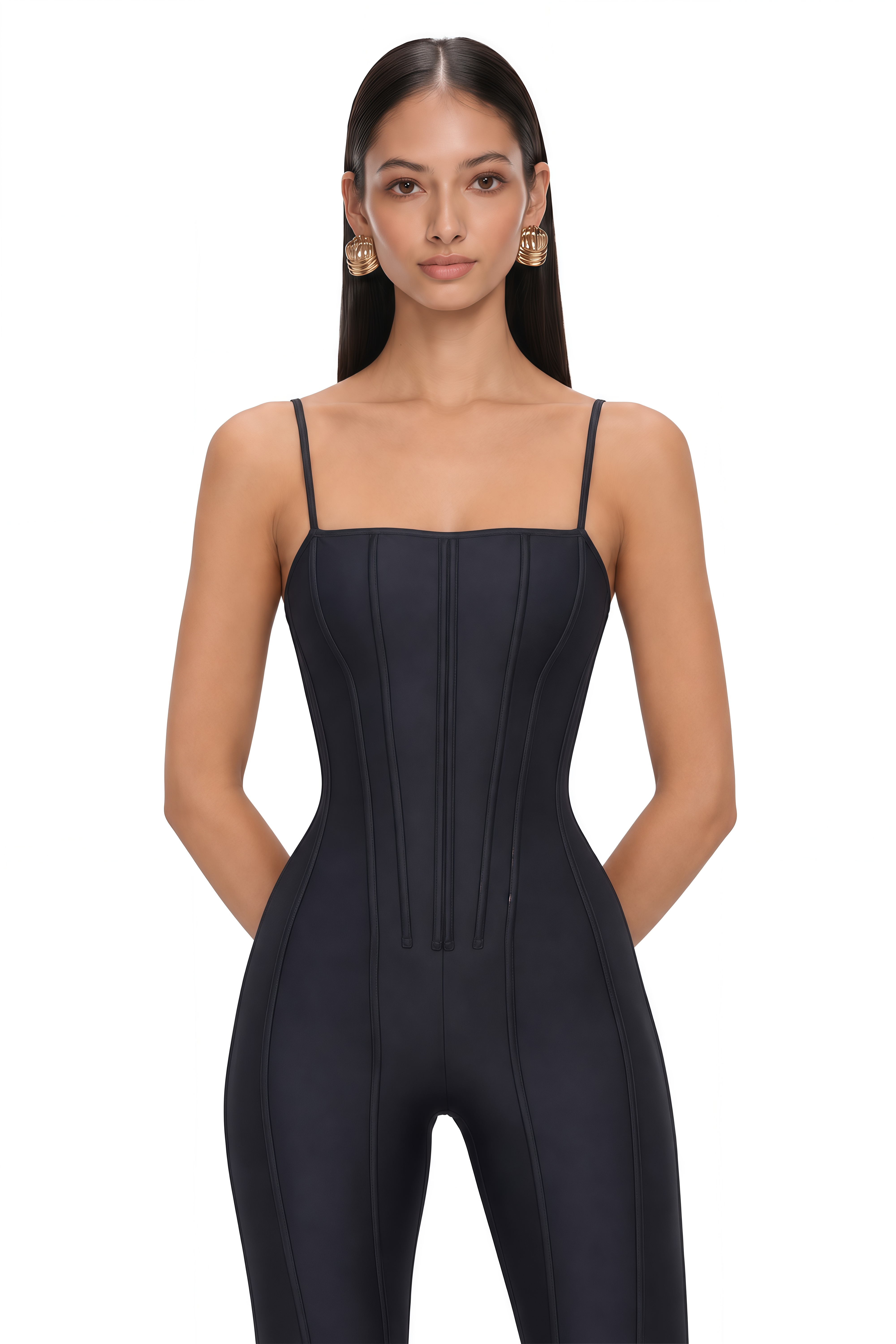 Humayma Black Leggings Hem Jumpsuit