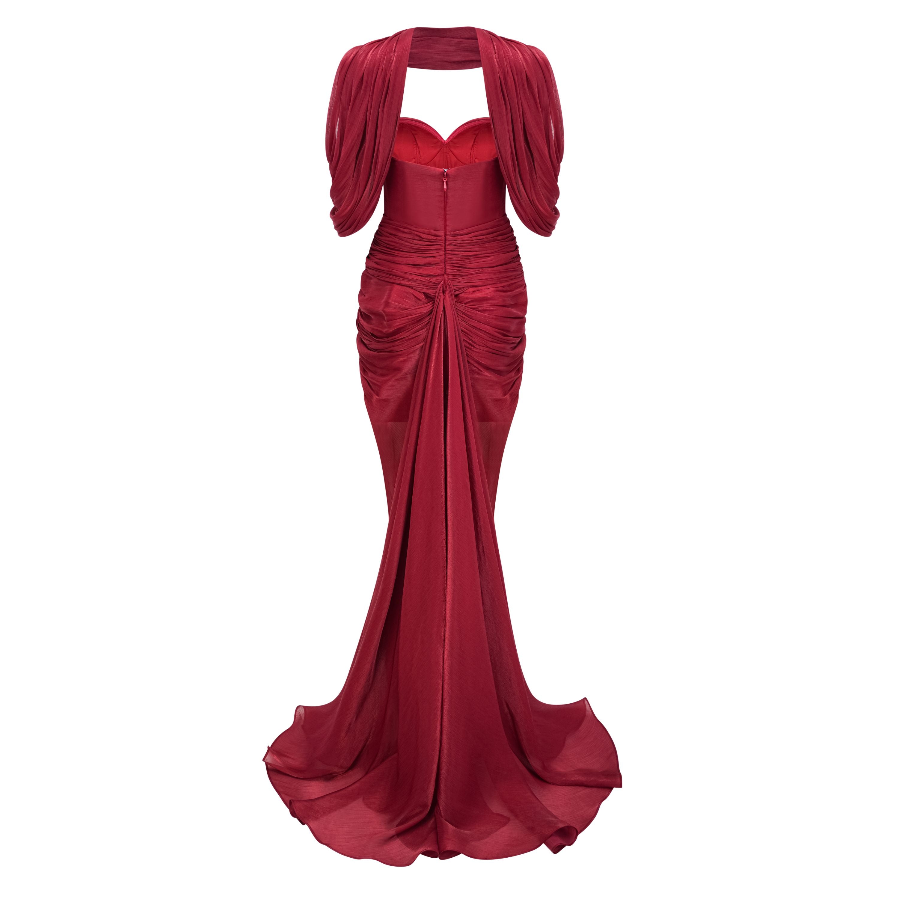 Hazel Burgundy Asymmetrical Draped Maxi Dress – Miss Rosier