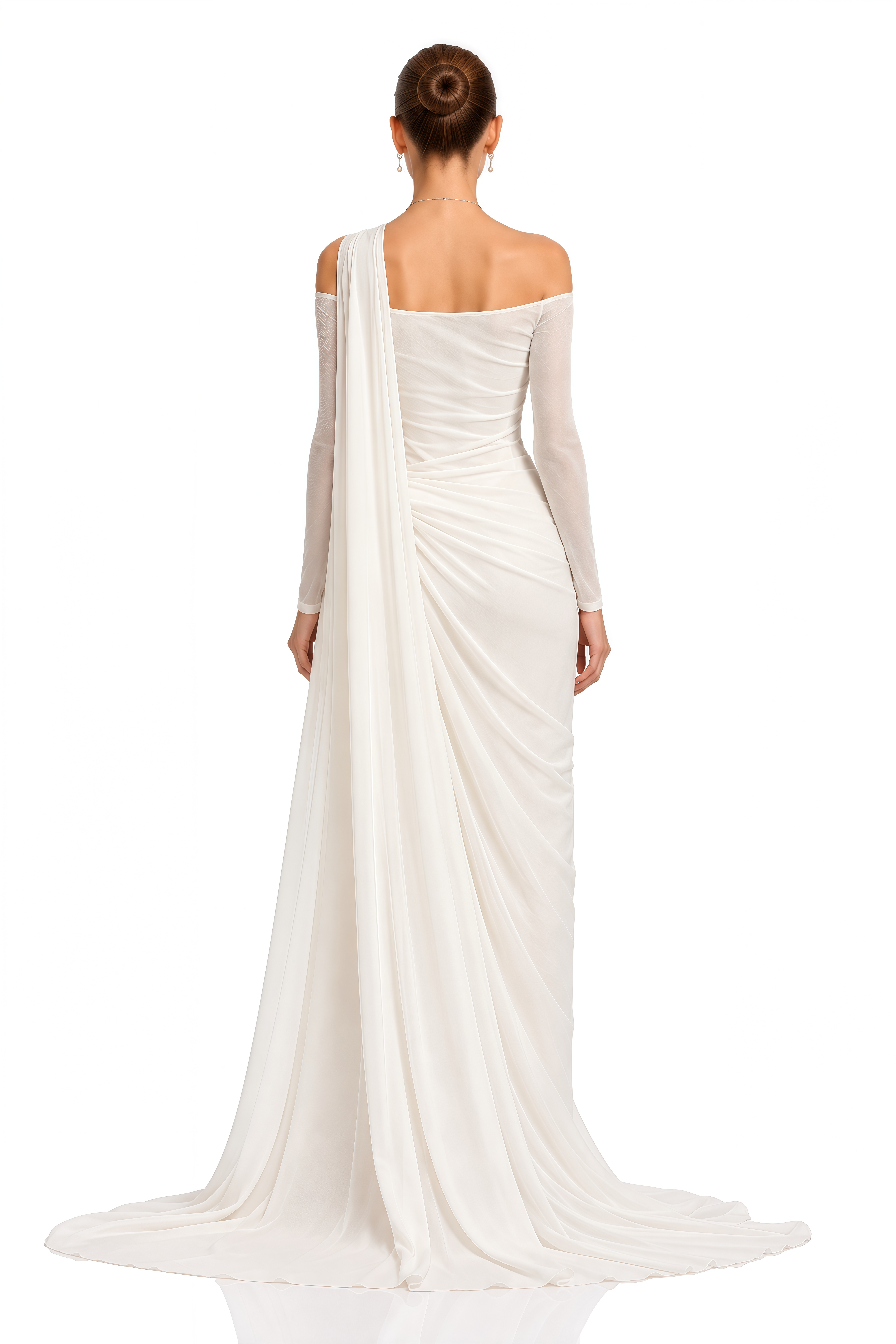 Indie Ivory Asymmetrical Draped Maxi Dress