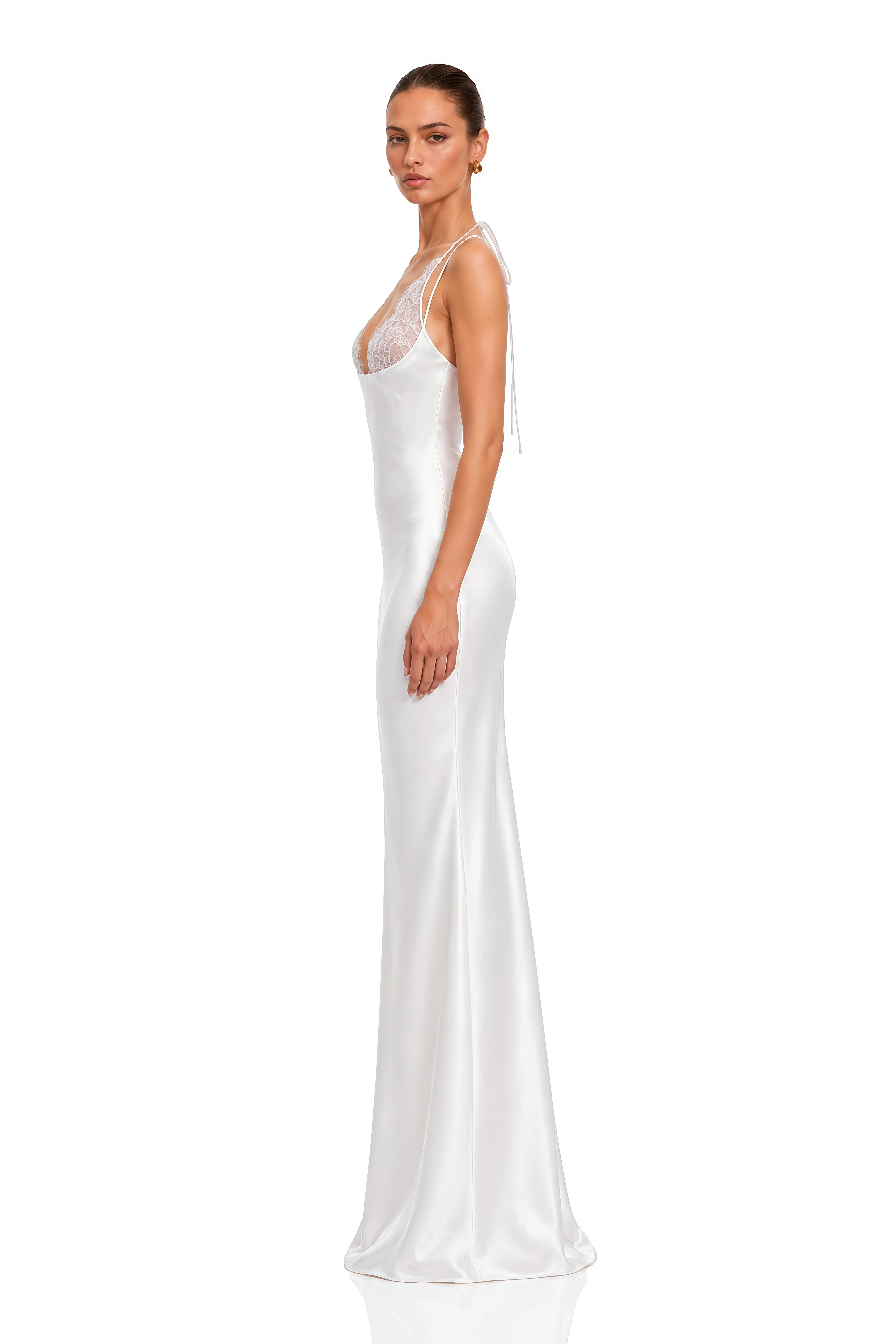 Avielle White Lace Halterneck Maxi Dress