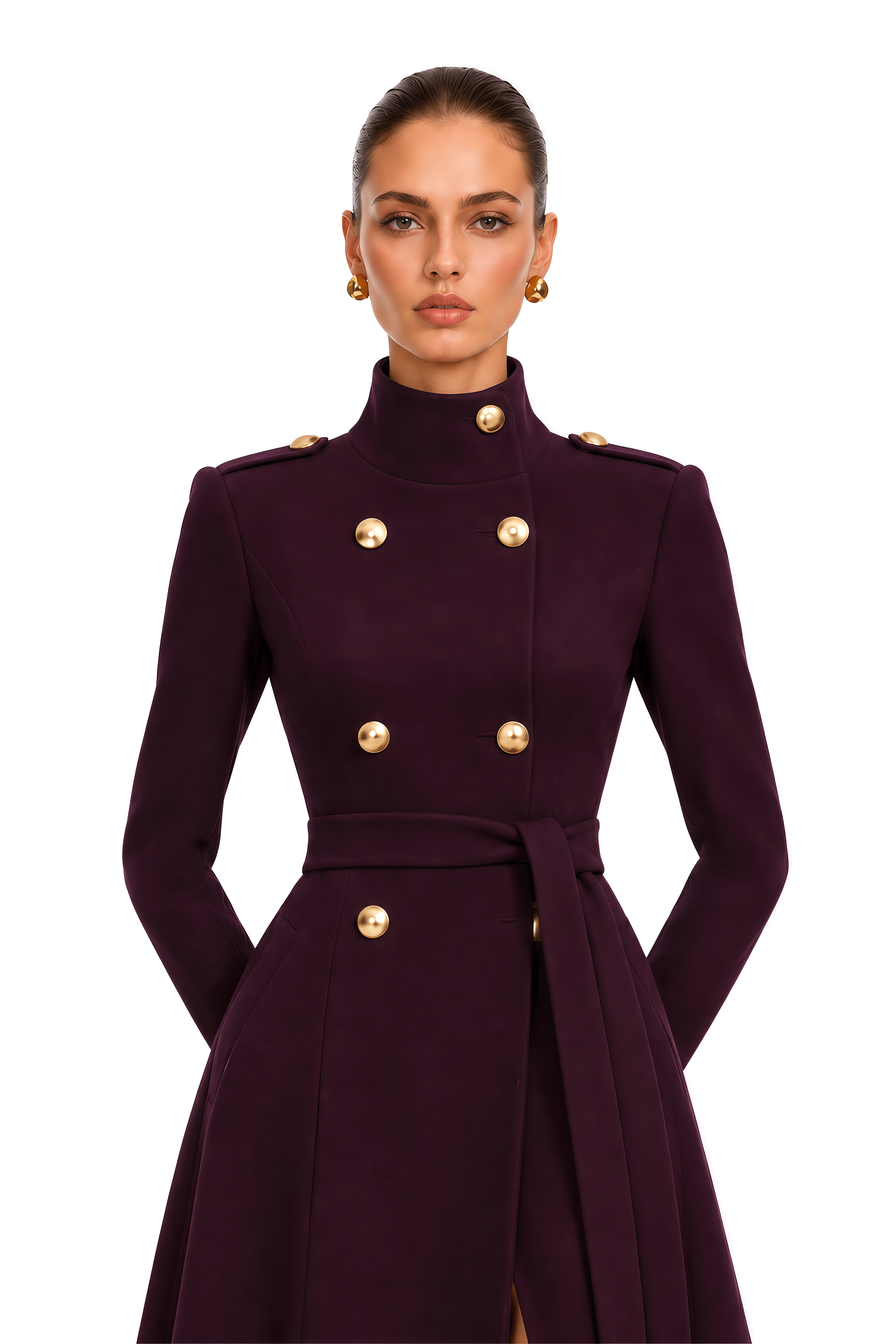 Jannatul Purple Double-Breasted Maxi Coat Dress