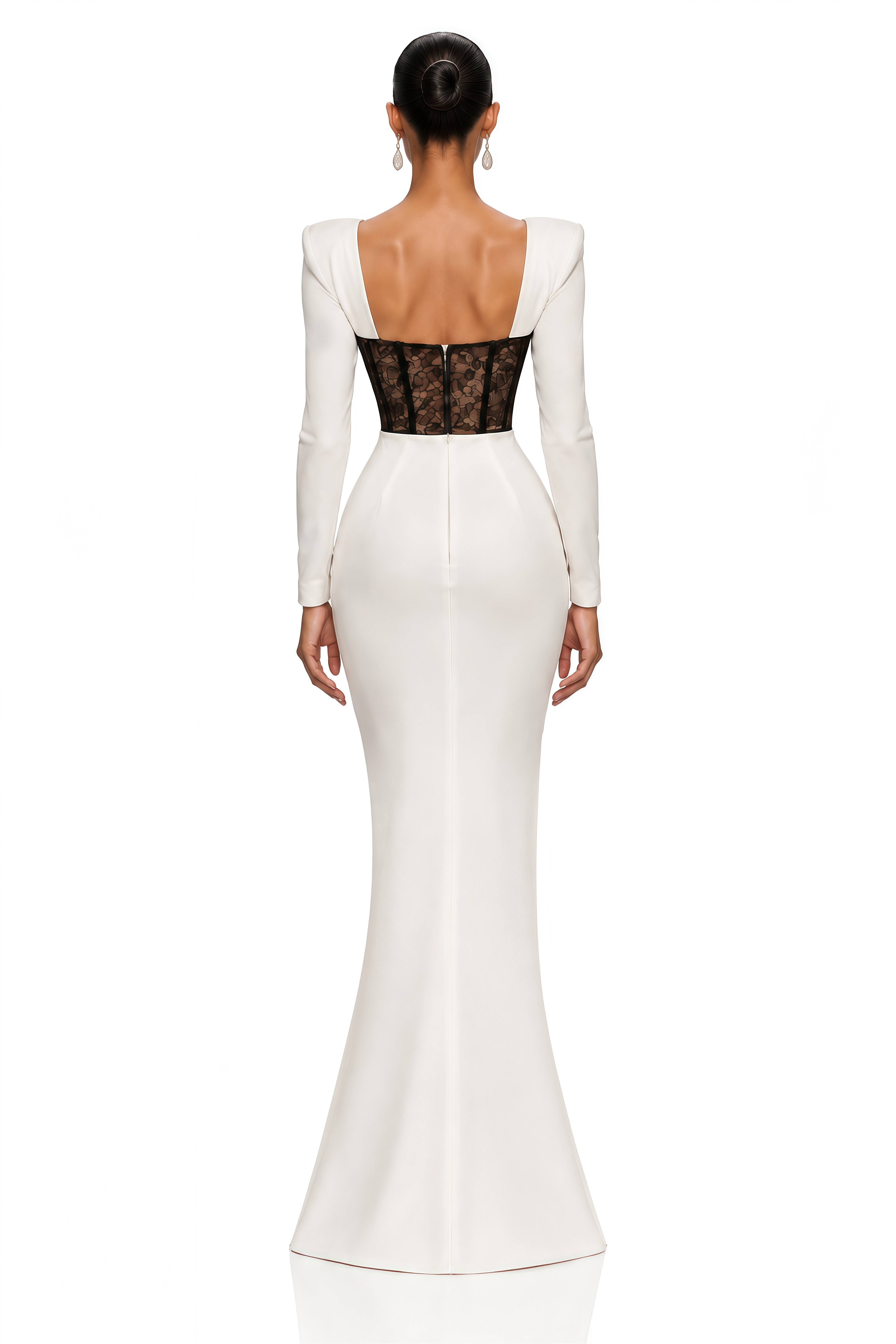 Javeria White Contrast Lace Corset Maxi Dress