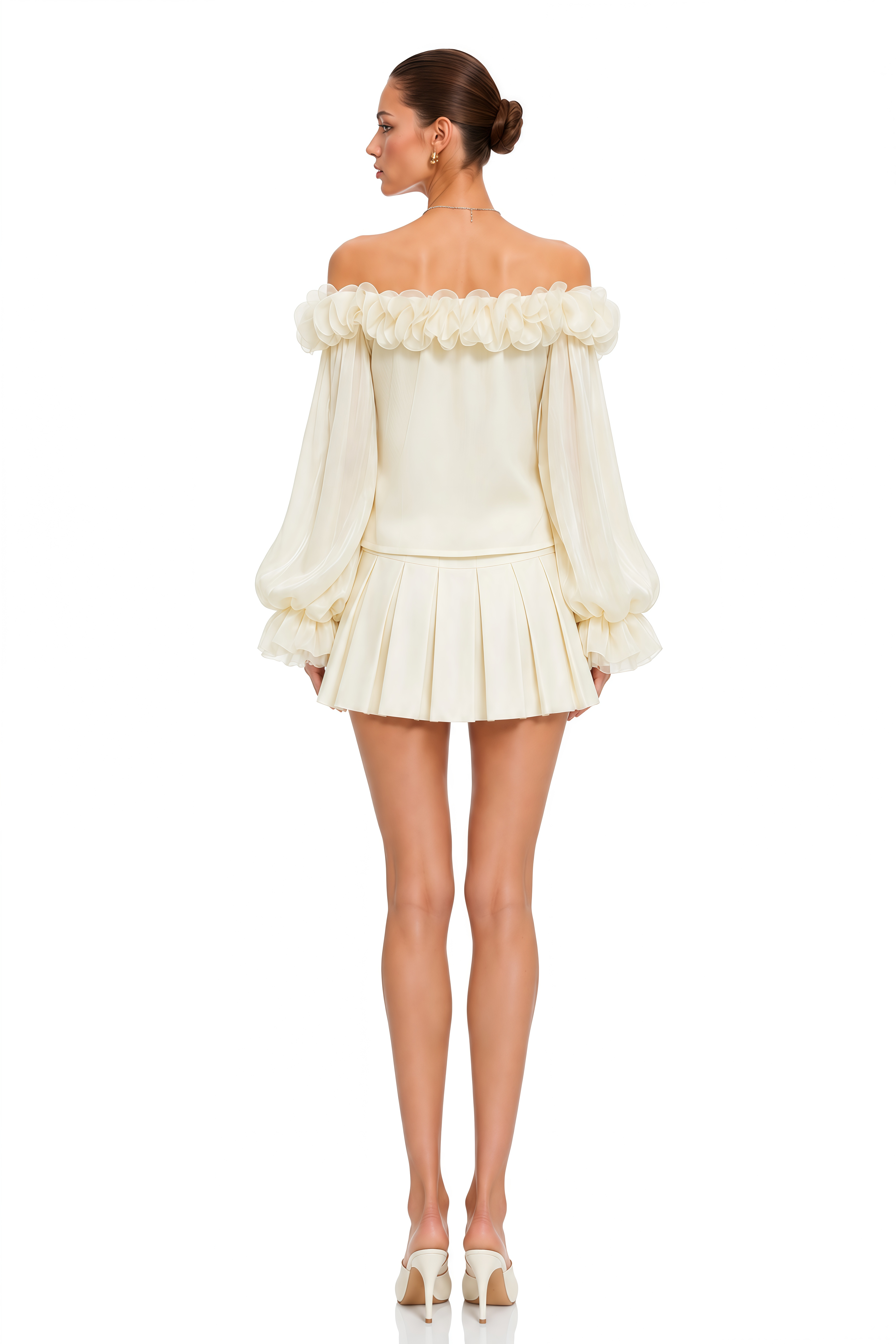Jianna White 3D Petal Off-Shoulder Blouse