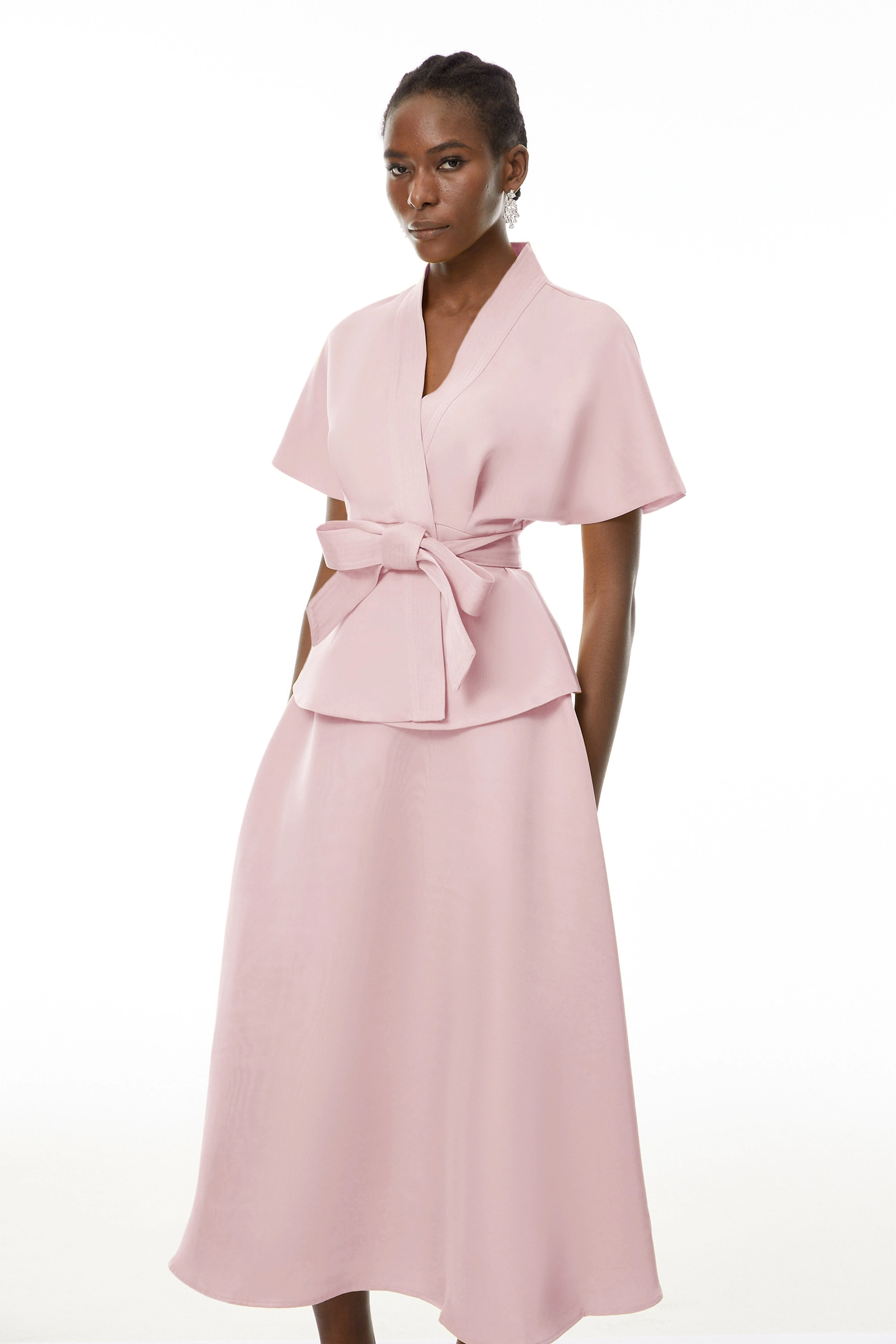 Self-Tie Blouse & Skirt