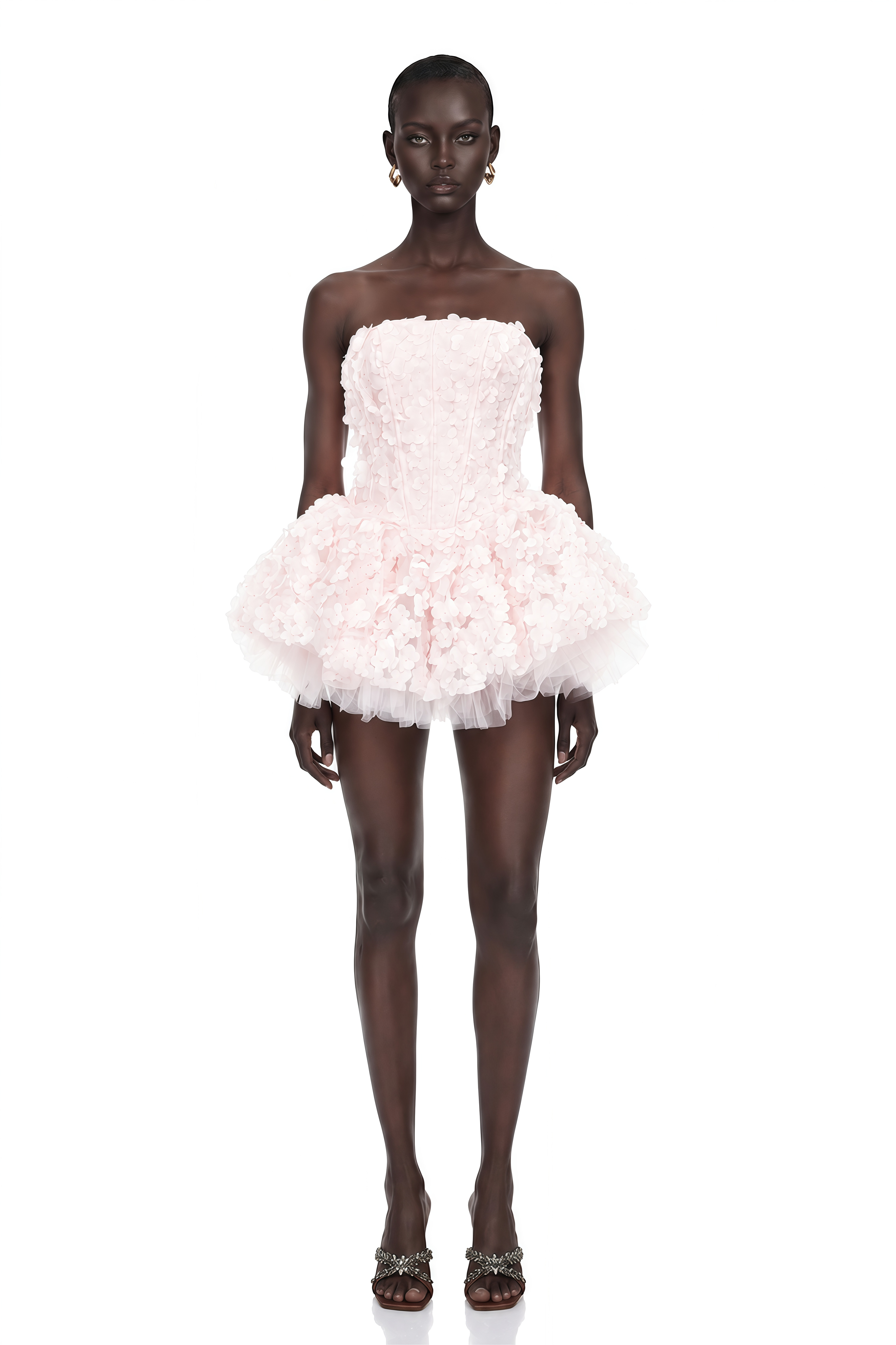 June Pink 3D Petal Puff Mini Dress