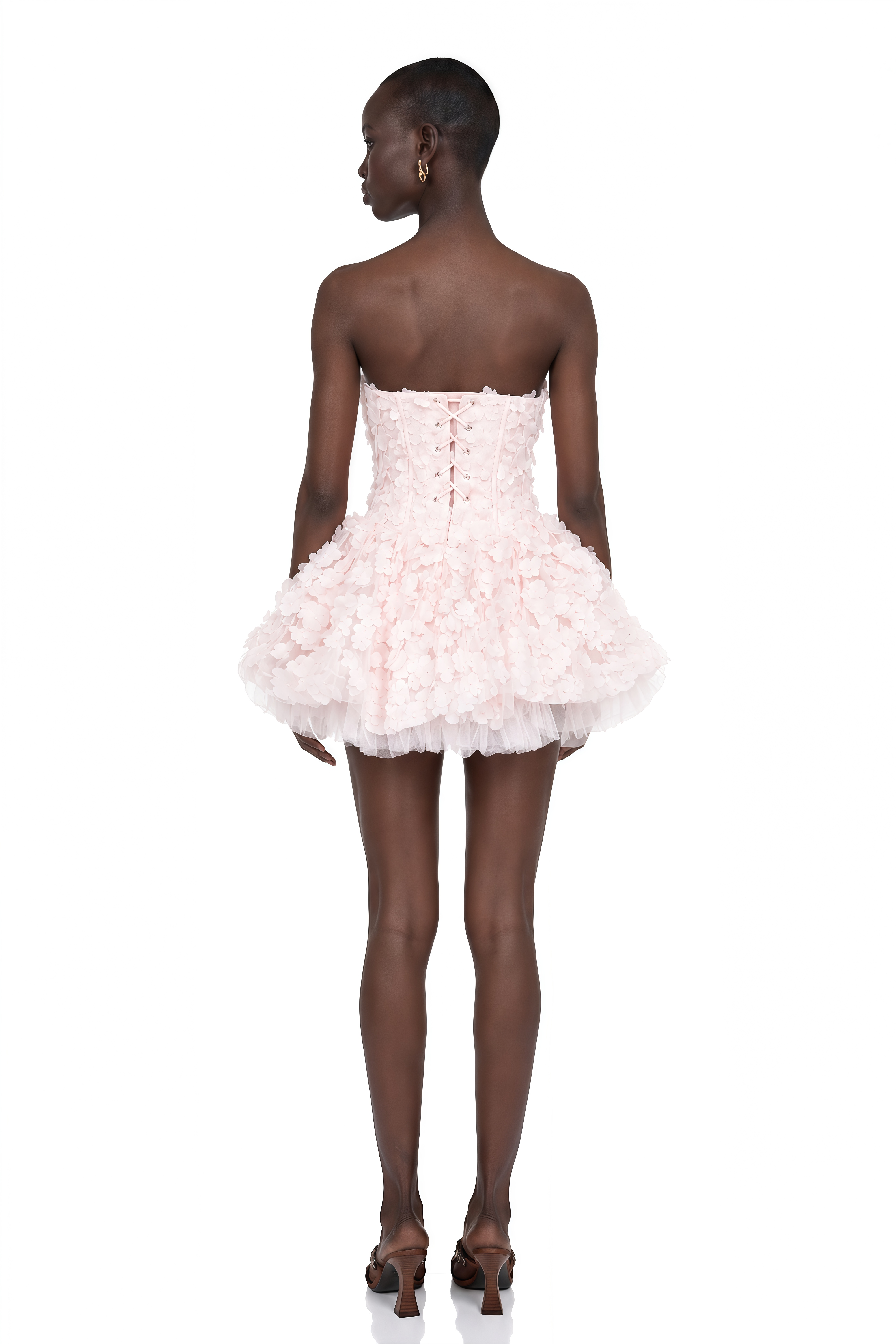 June Pink 3D Petal Puff Mini Dress