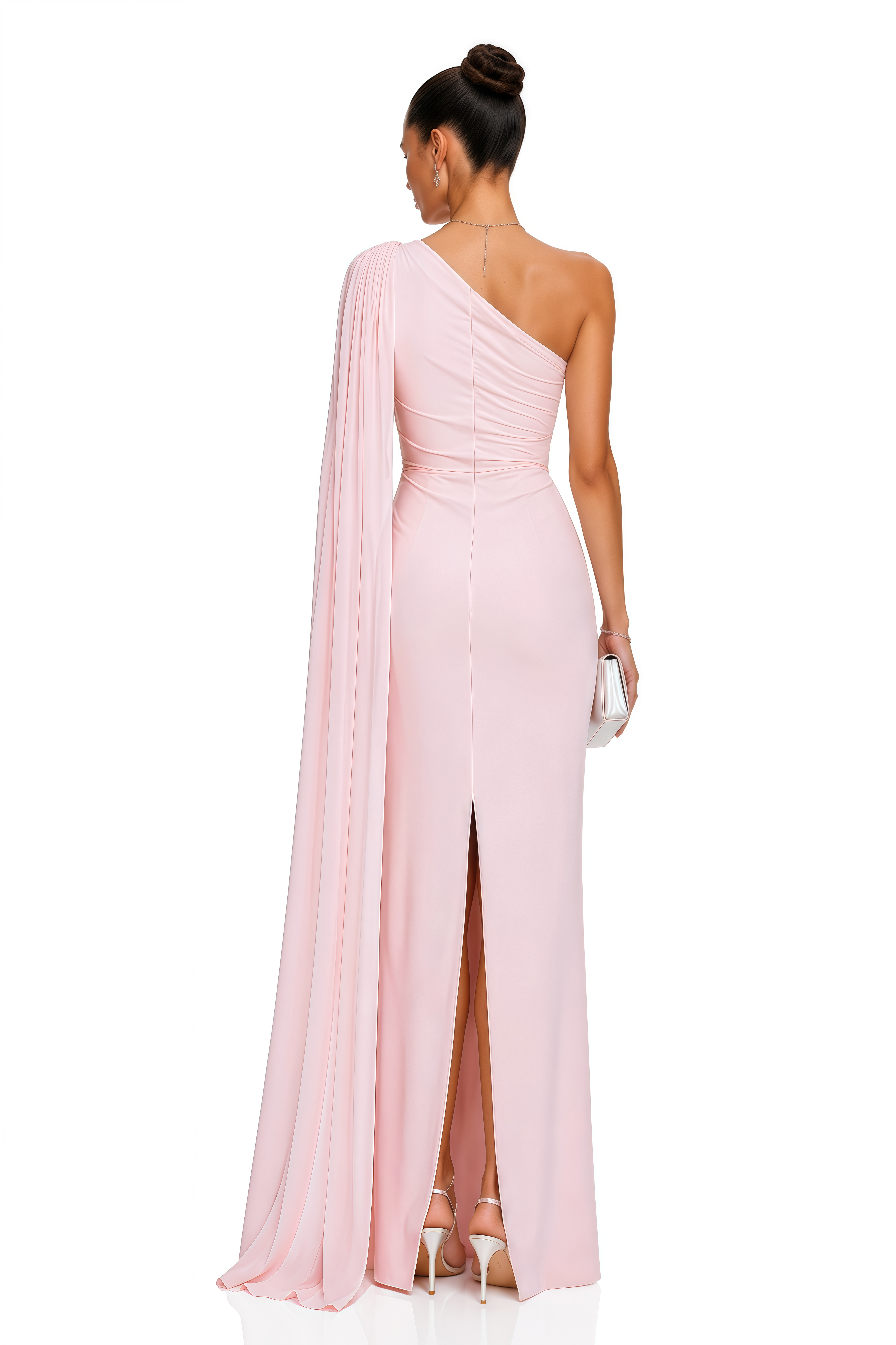 Kailany Pink One-Shoulder Draped Maxi Dress