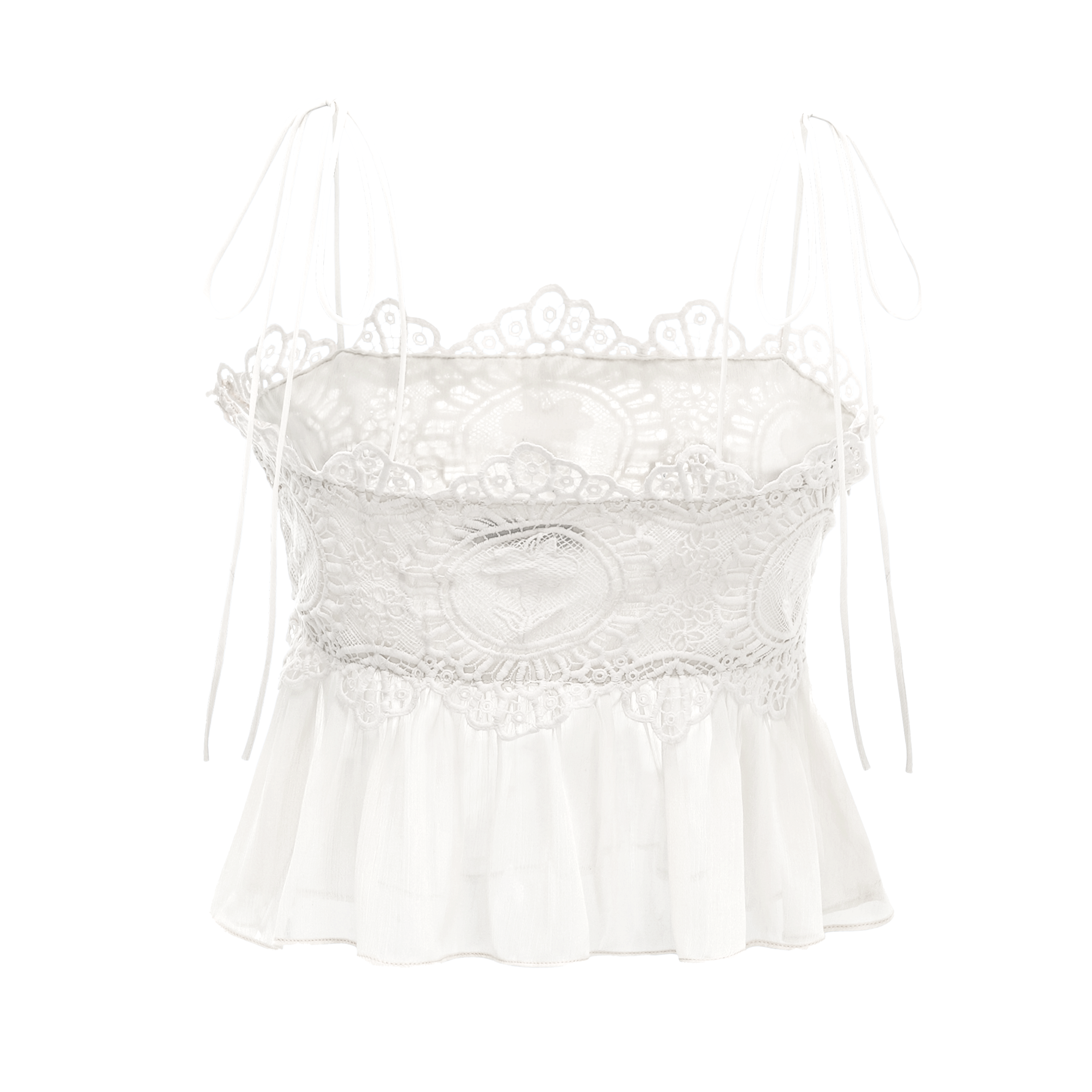 Kamila White Lace Trim Ruched Top & Trouser Set
