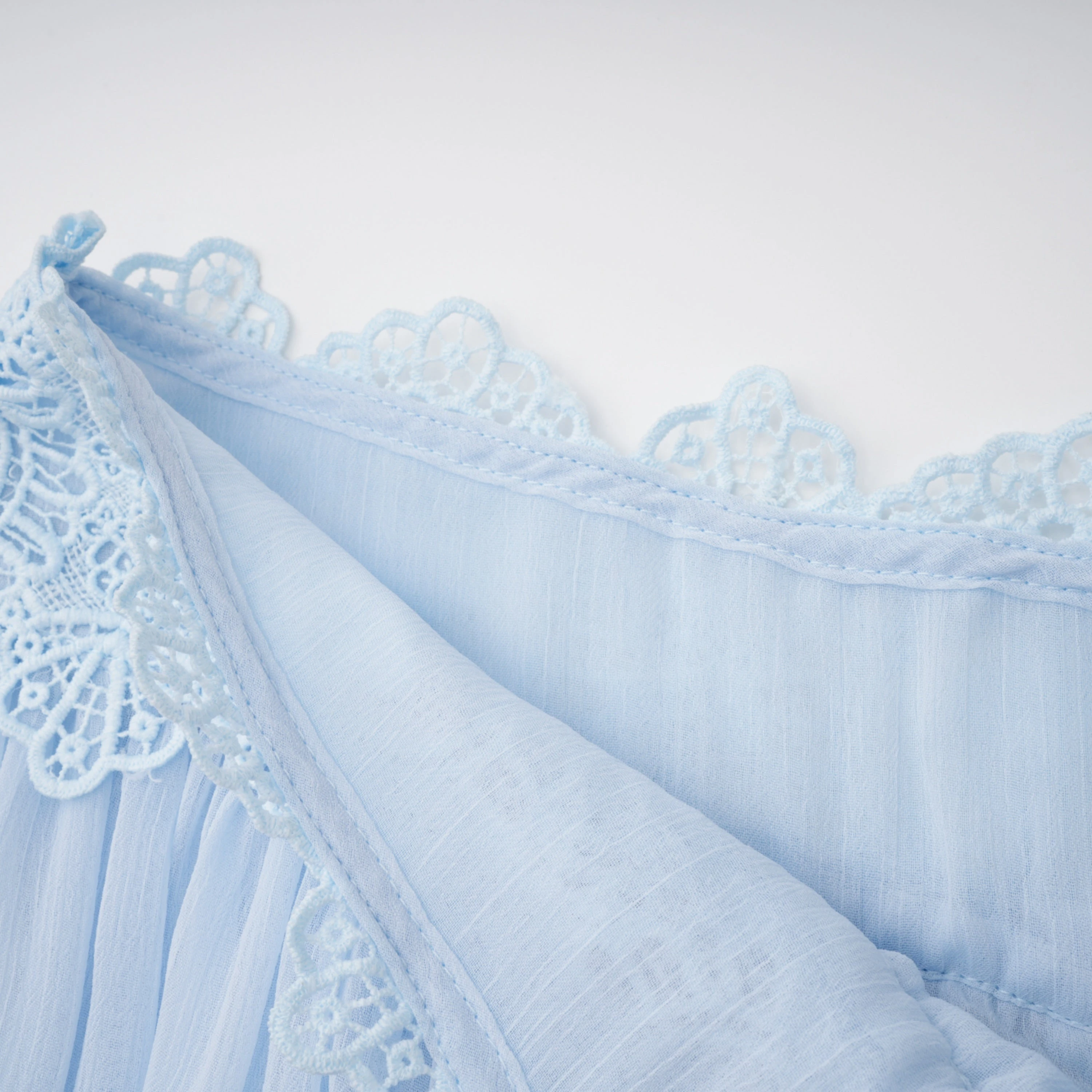 Kamila Blue Lace Trim Ruched Top & Trouser Set