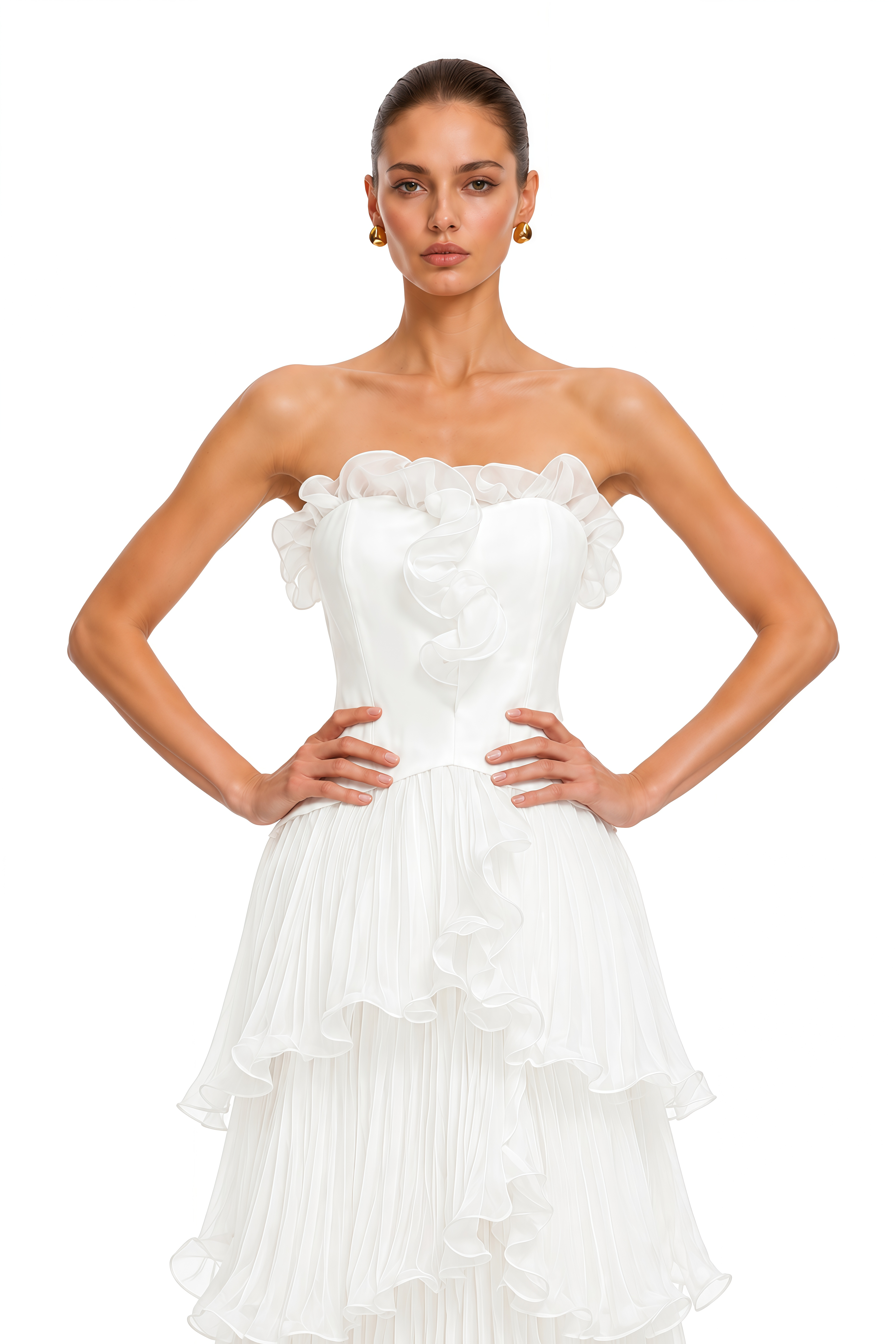 Keilani White Off-Shoulder Ruffle Maxi Dress