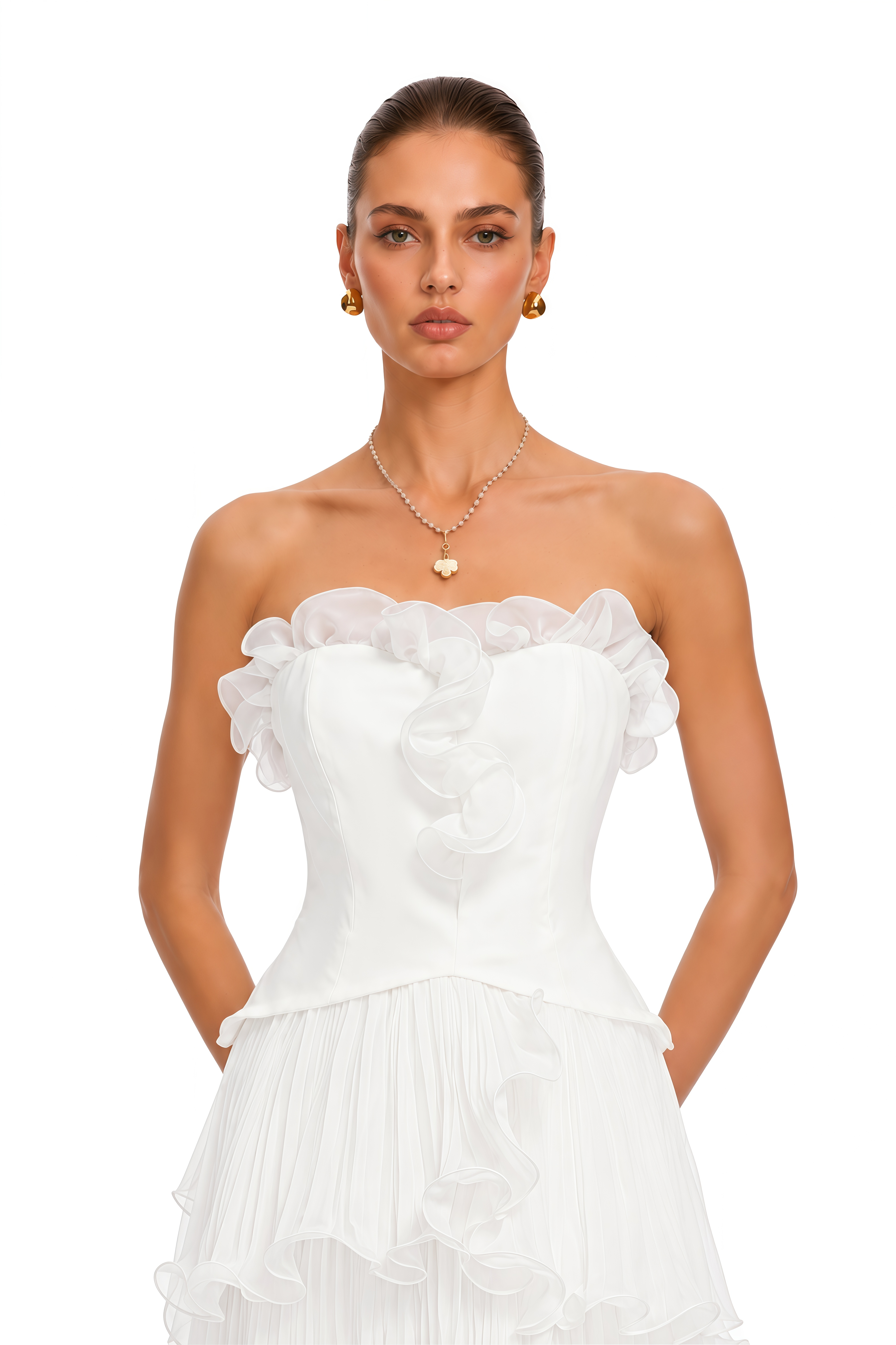 Keilani White Off-Shoulder Ruffle Maxi Dress