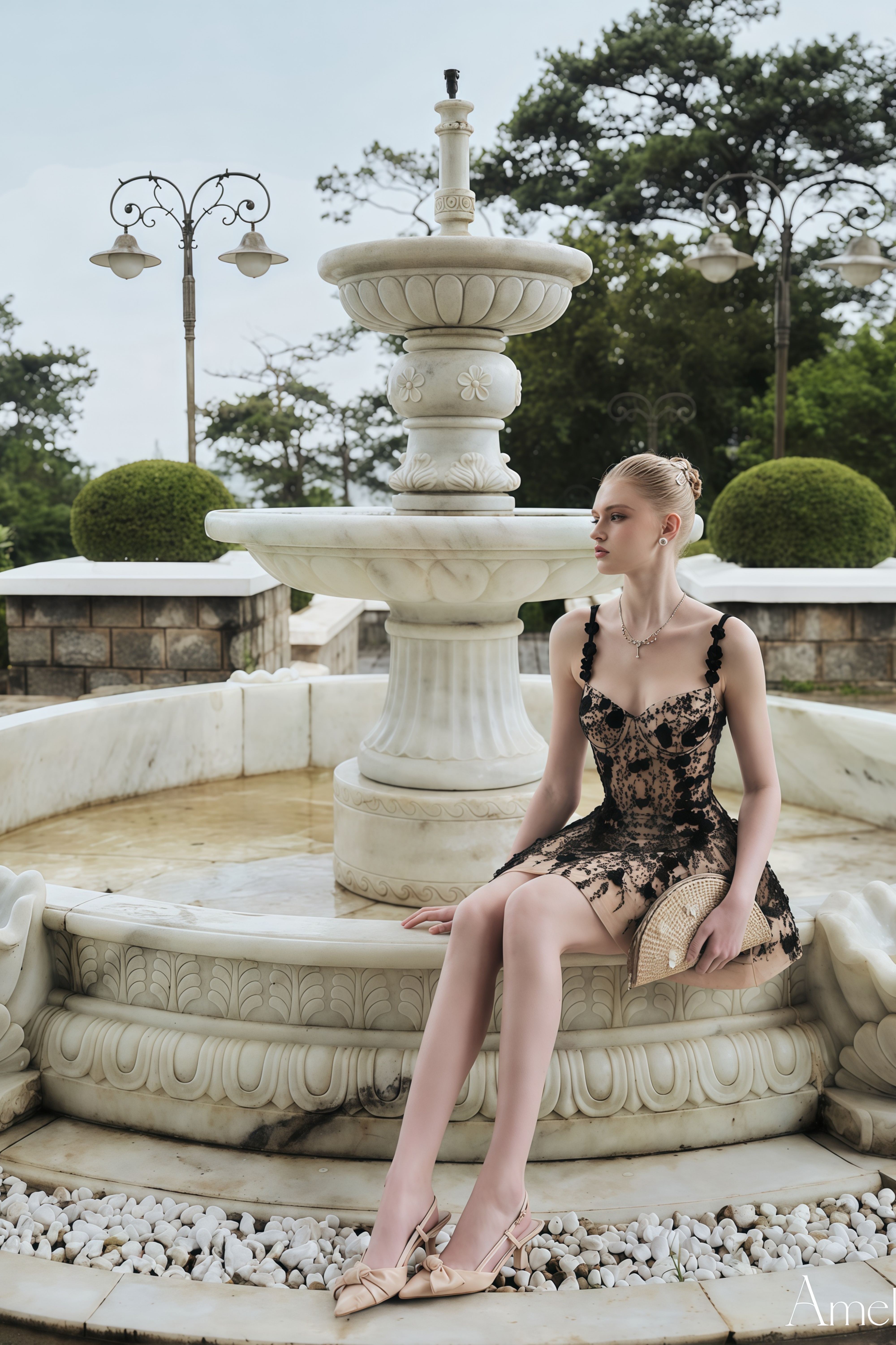 Keira Black Embellished Floral Appliqué Mini Dress