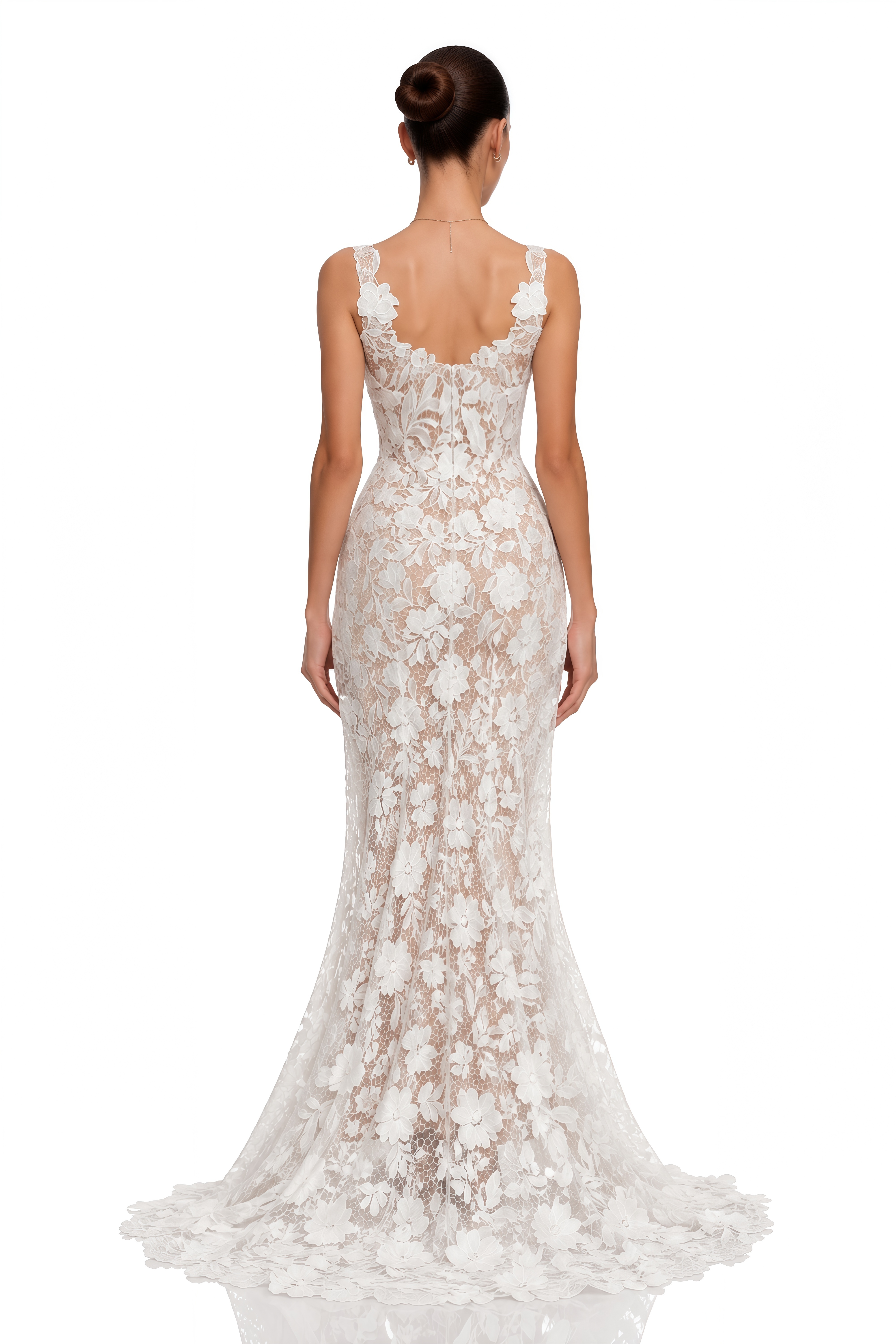 Kelsey White Floral Lace Mermaid Maxi Dress