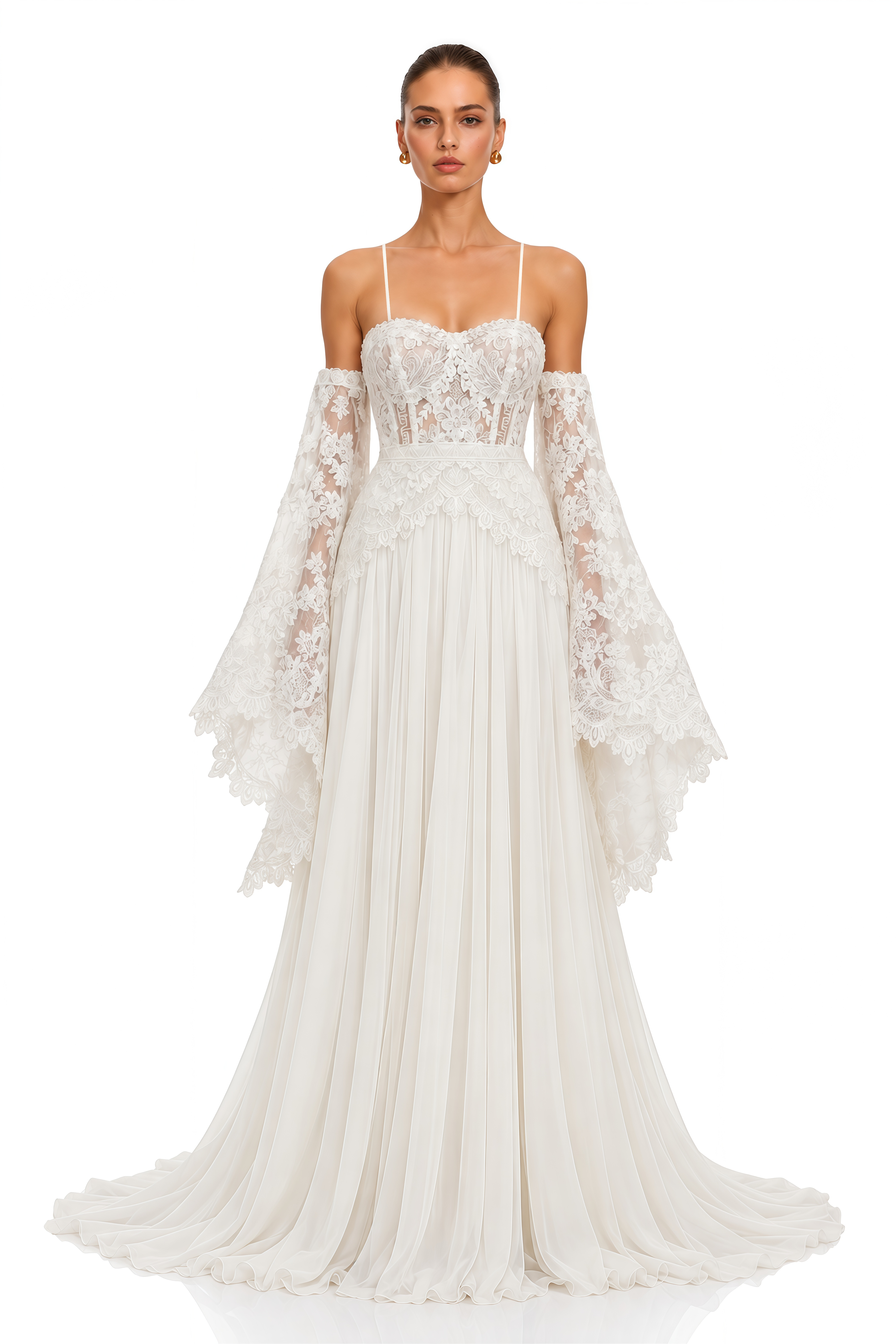 Laura Ivory Off Shoulder Lace Bell Sleeve Maxi Dress
