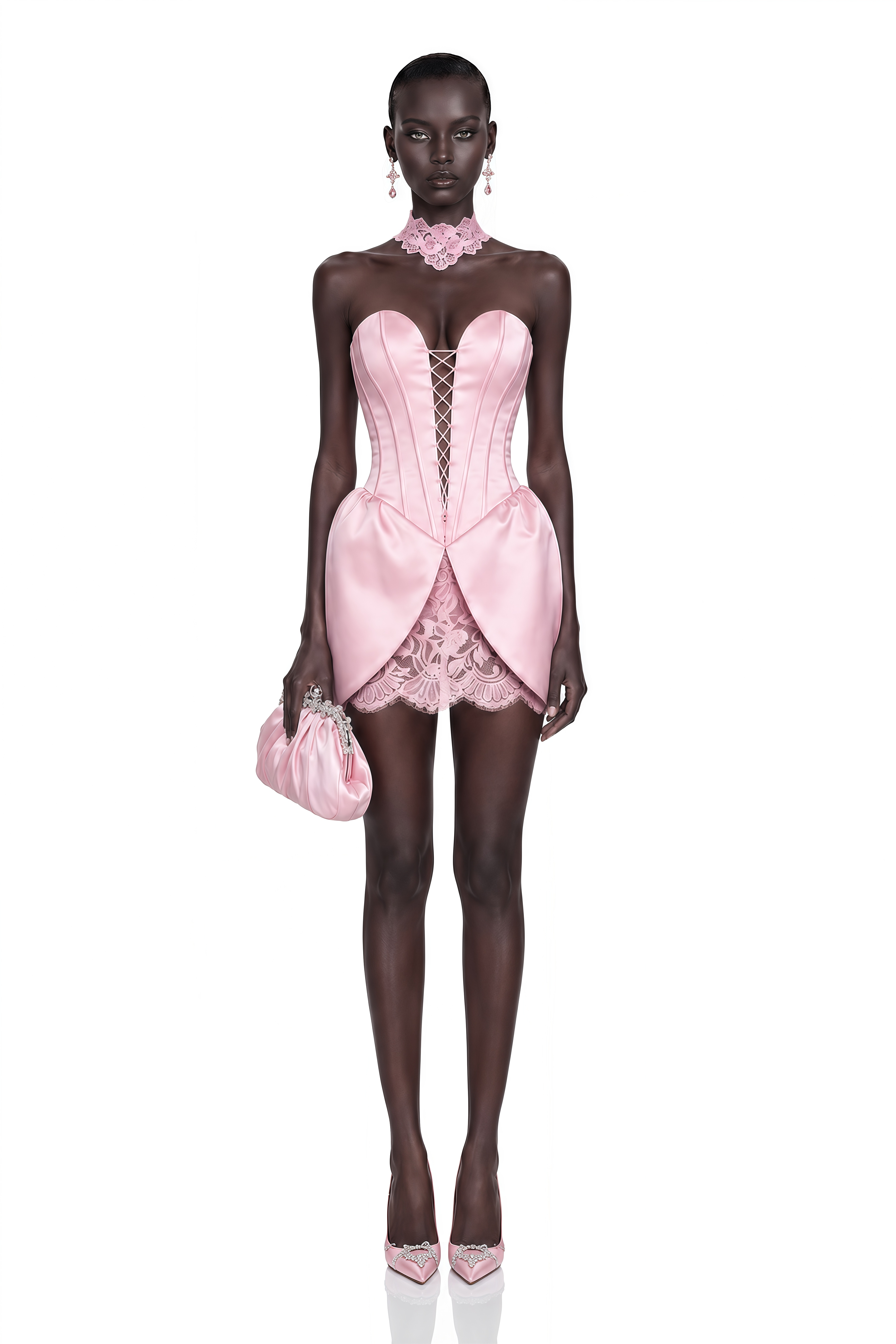Layla Pink Lace Panel Mini Dress