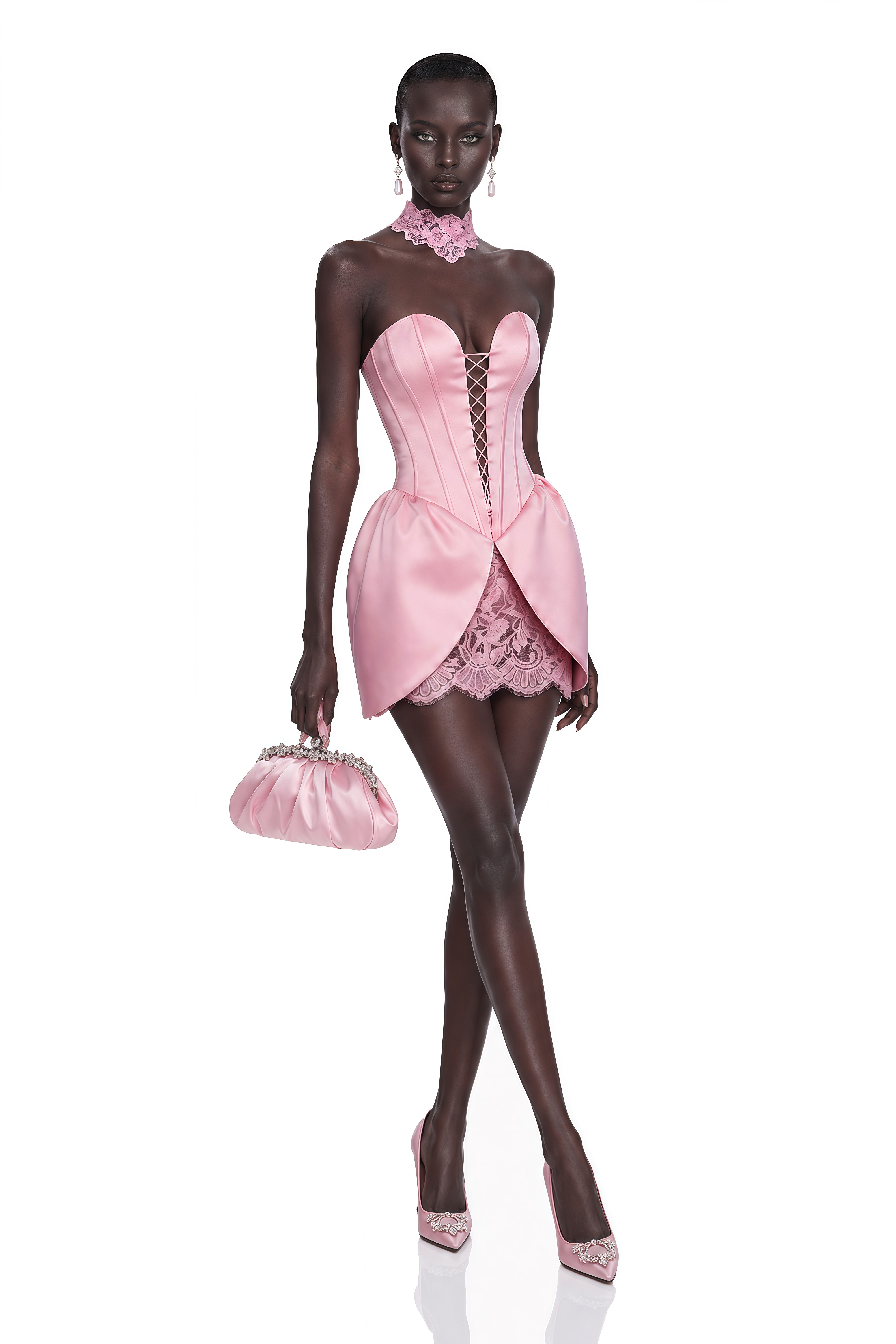 Layla Pink Lace Panel Mini Dress