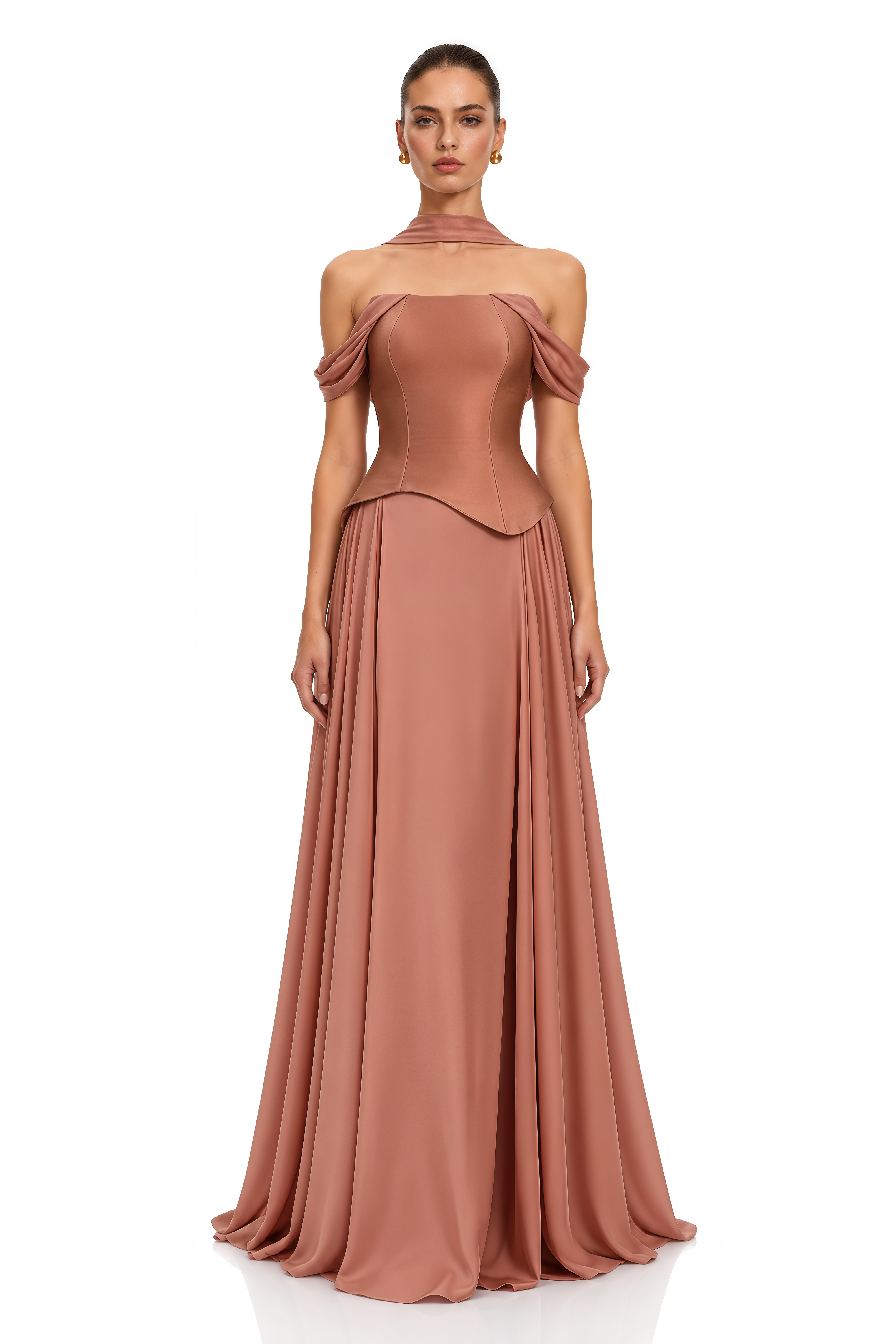 Leilani Dusty Rose Off Shoulder Corset Maxi Dress
