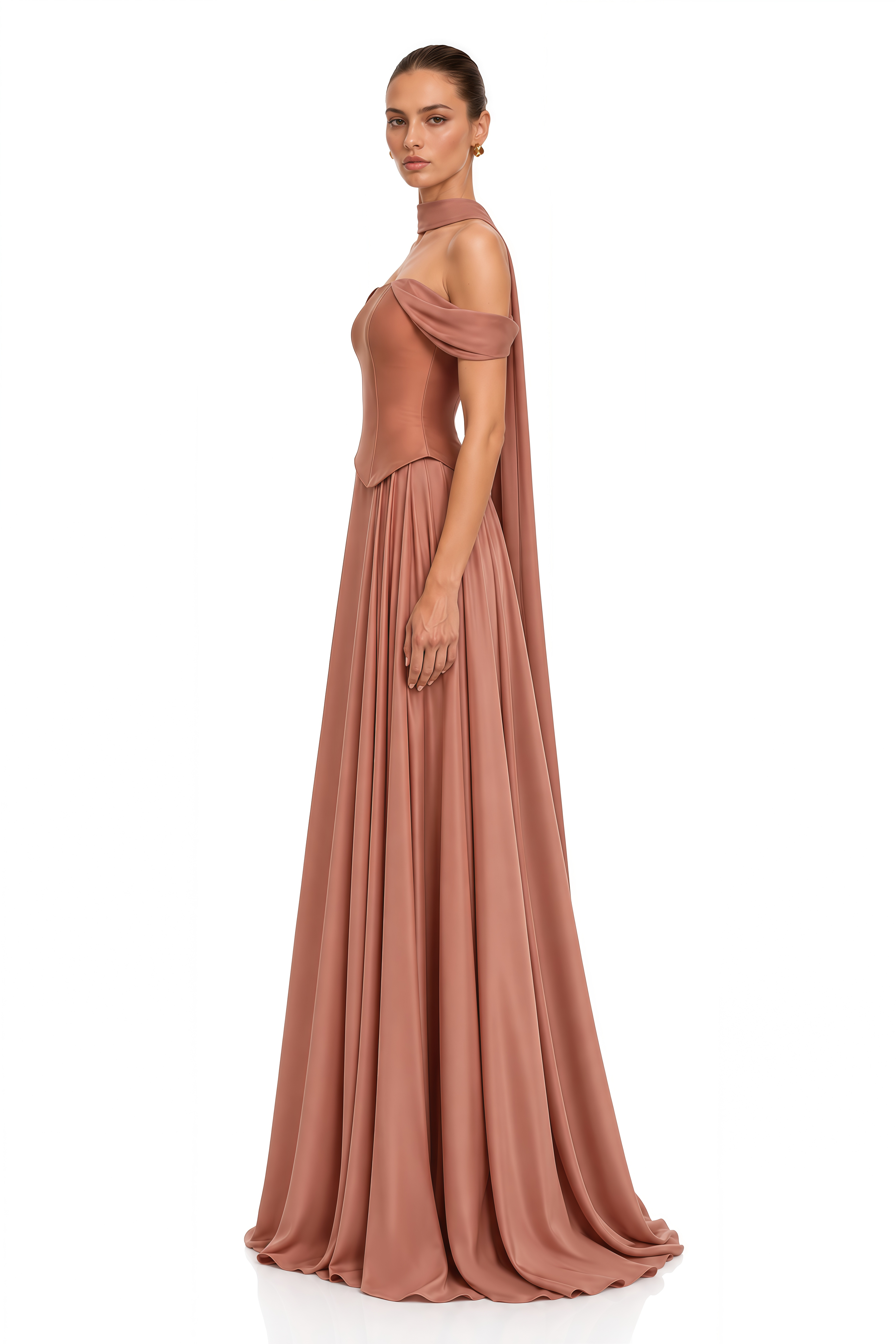 Leilani Dusty Rose Off Shoulder Corset Maxi Dress