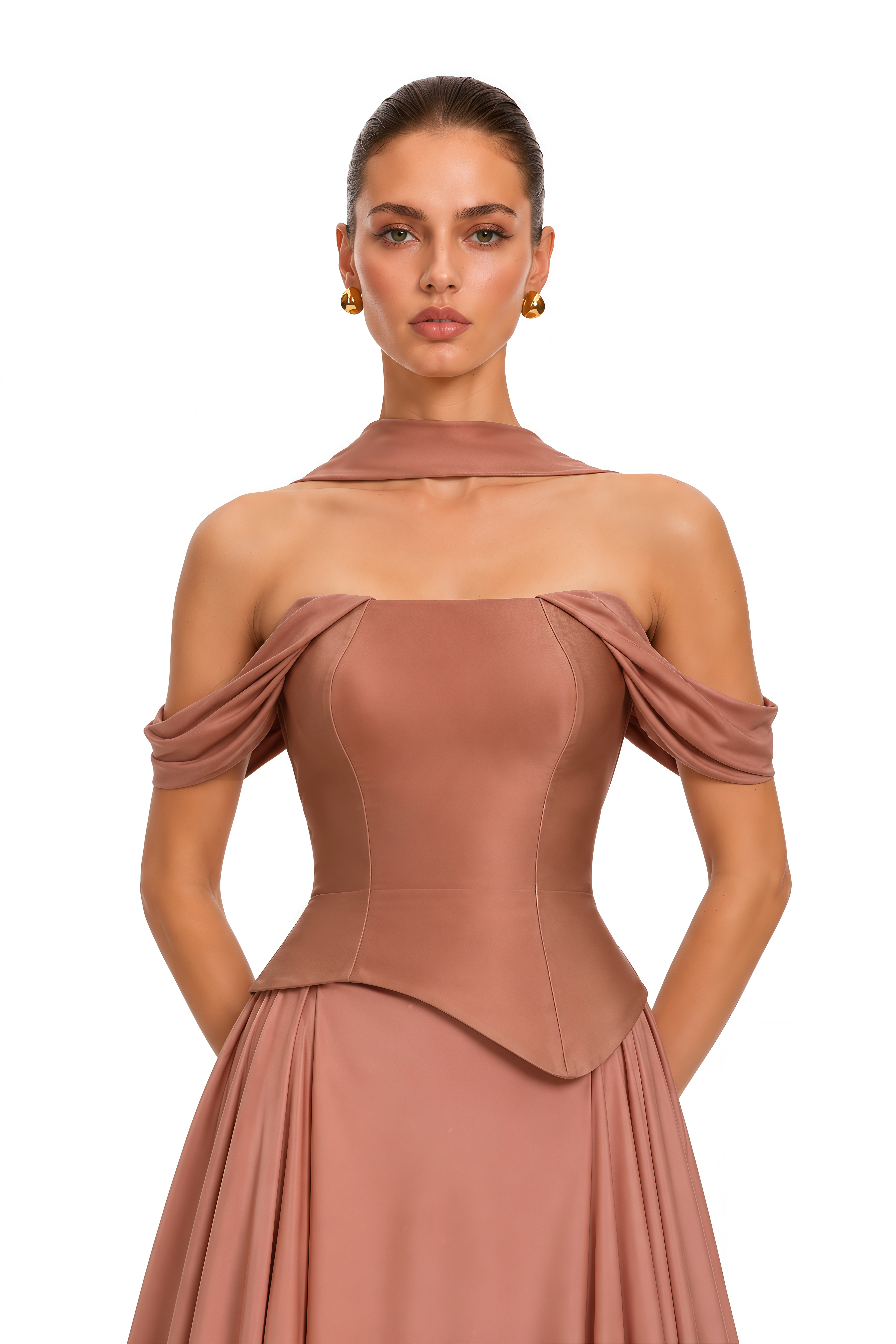 Leilani Dusty Rose Off Shoulder Corset Maxi Dress