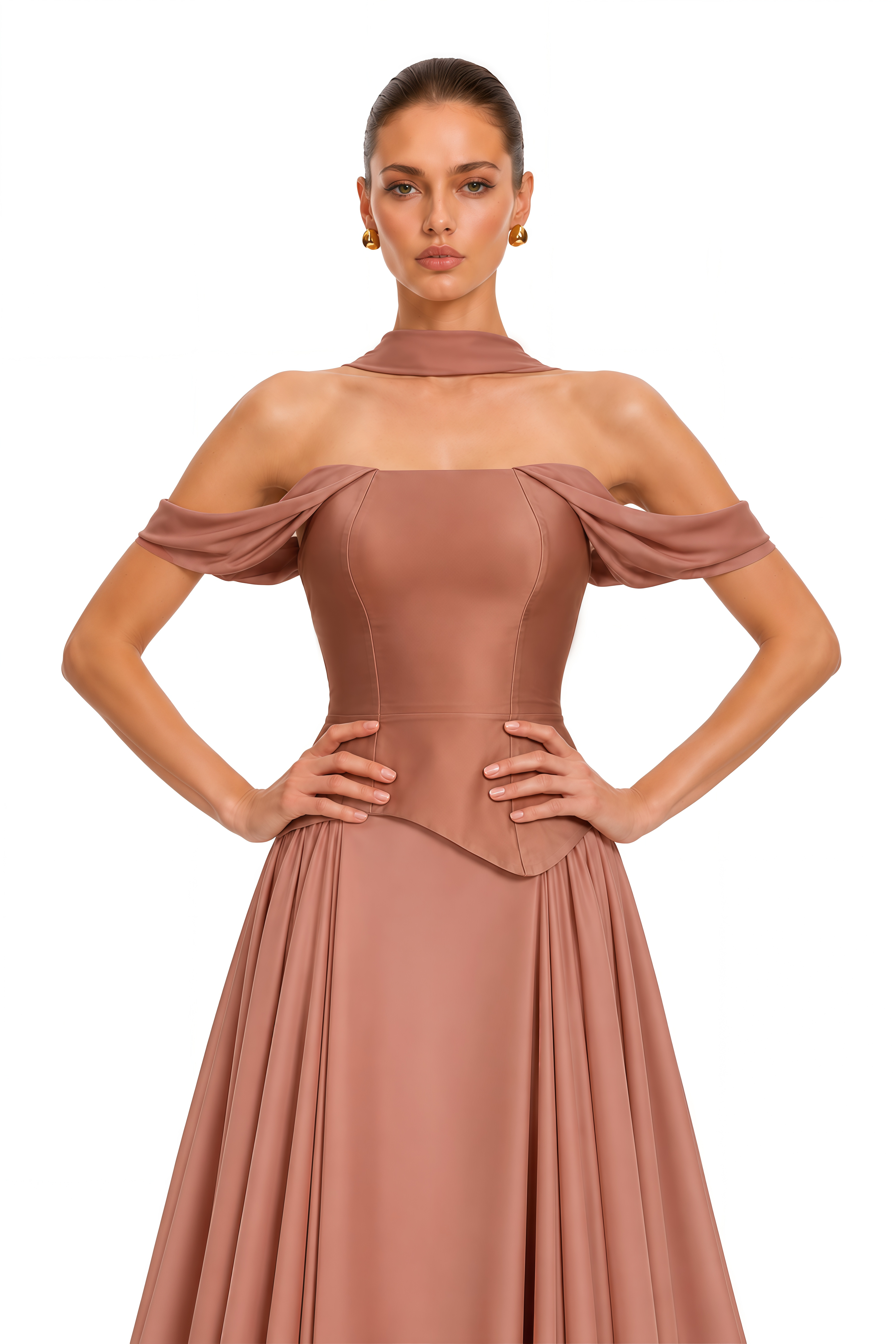 Leilani Dusty Rose Off Shoulder Corset Maxi Dress