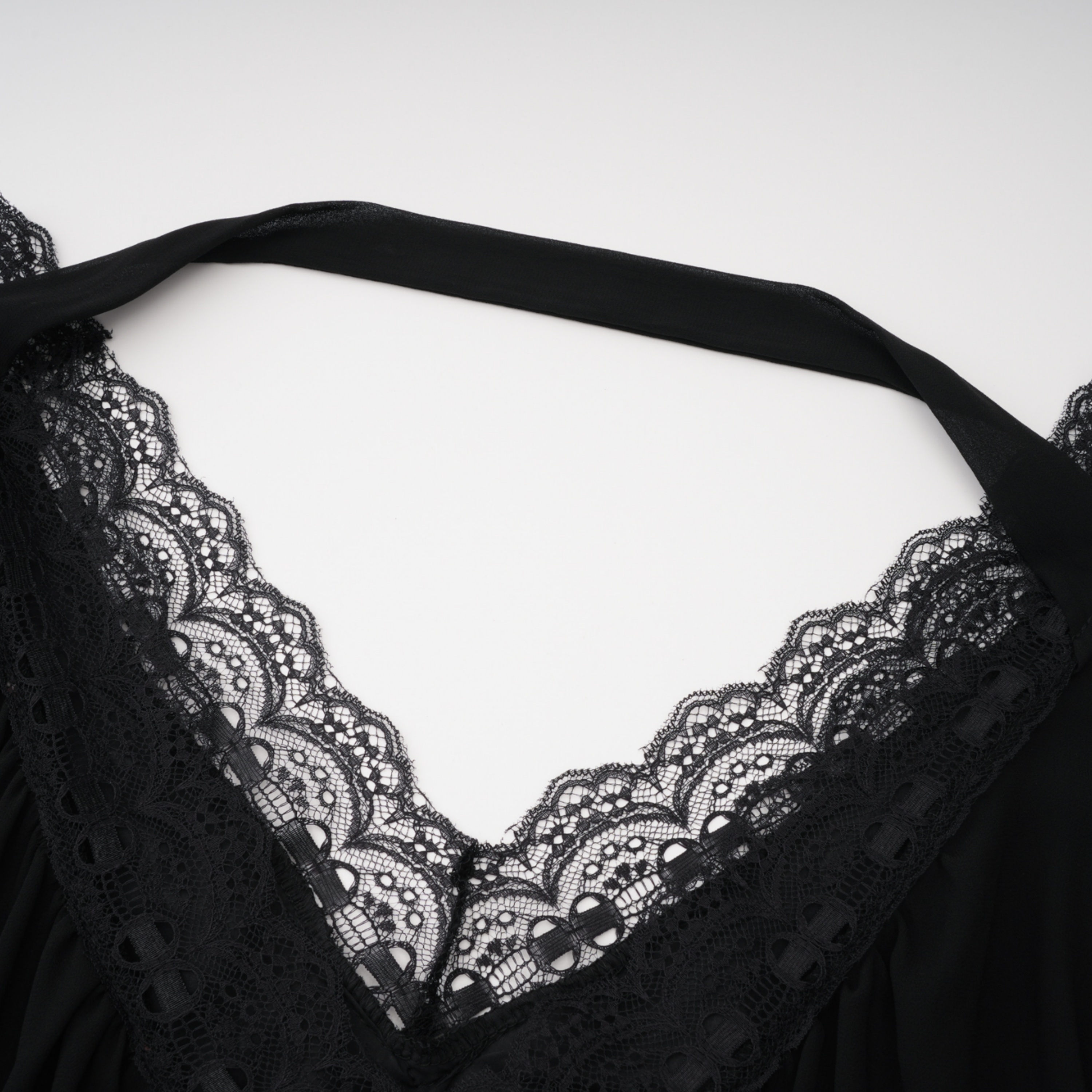 Lilou Black Plunge Neck Lace Mini Dress