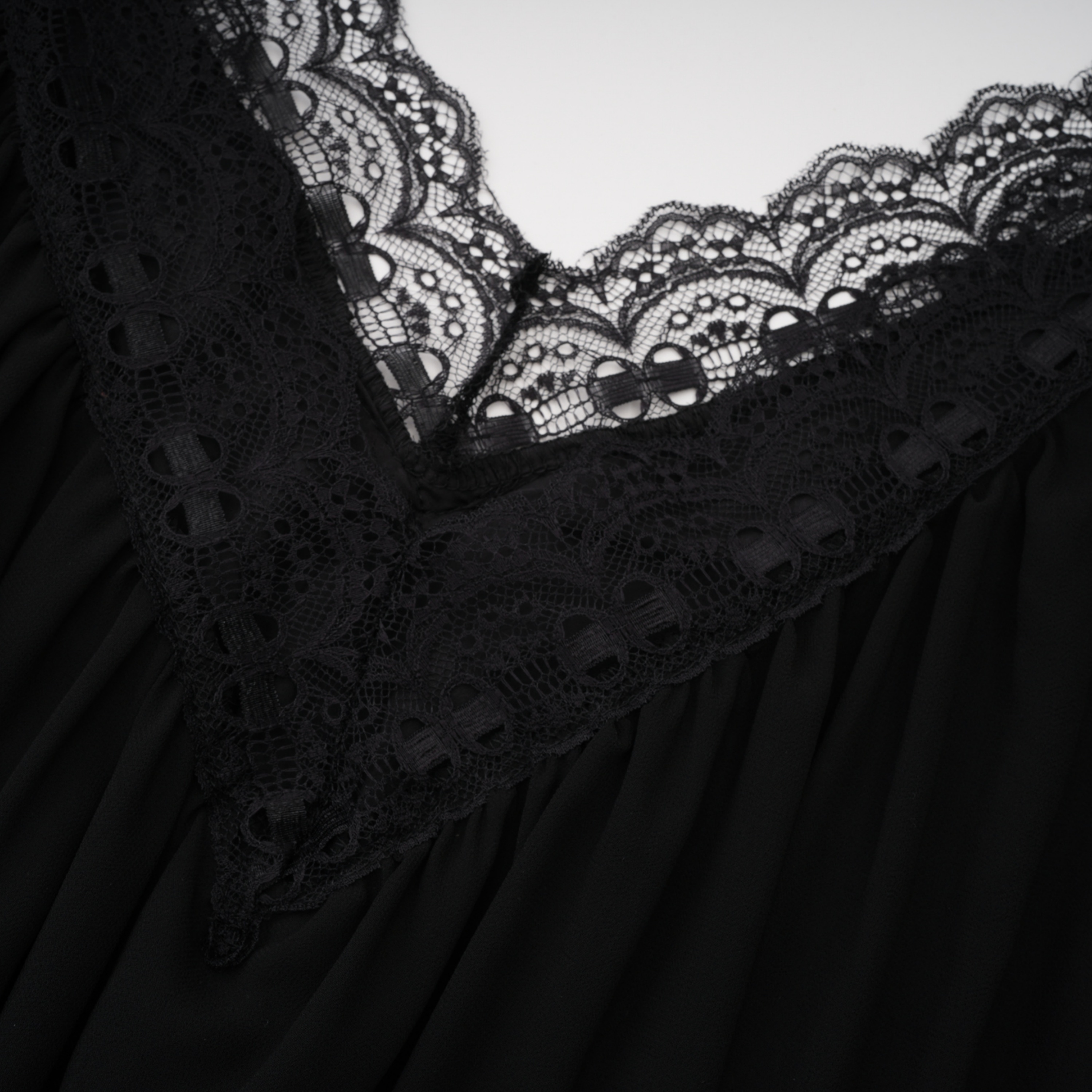 Lilou Black Plunge Neck Lace Mini Dress