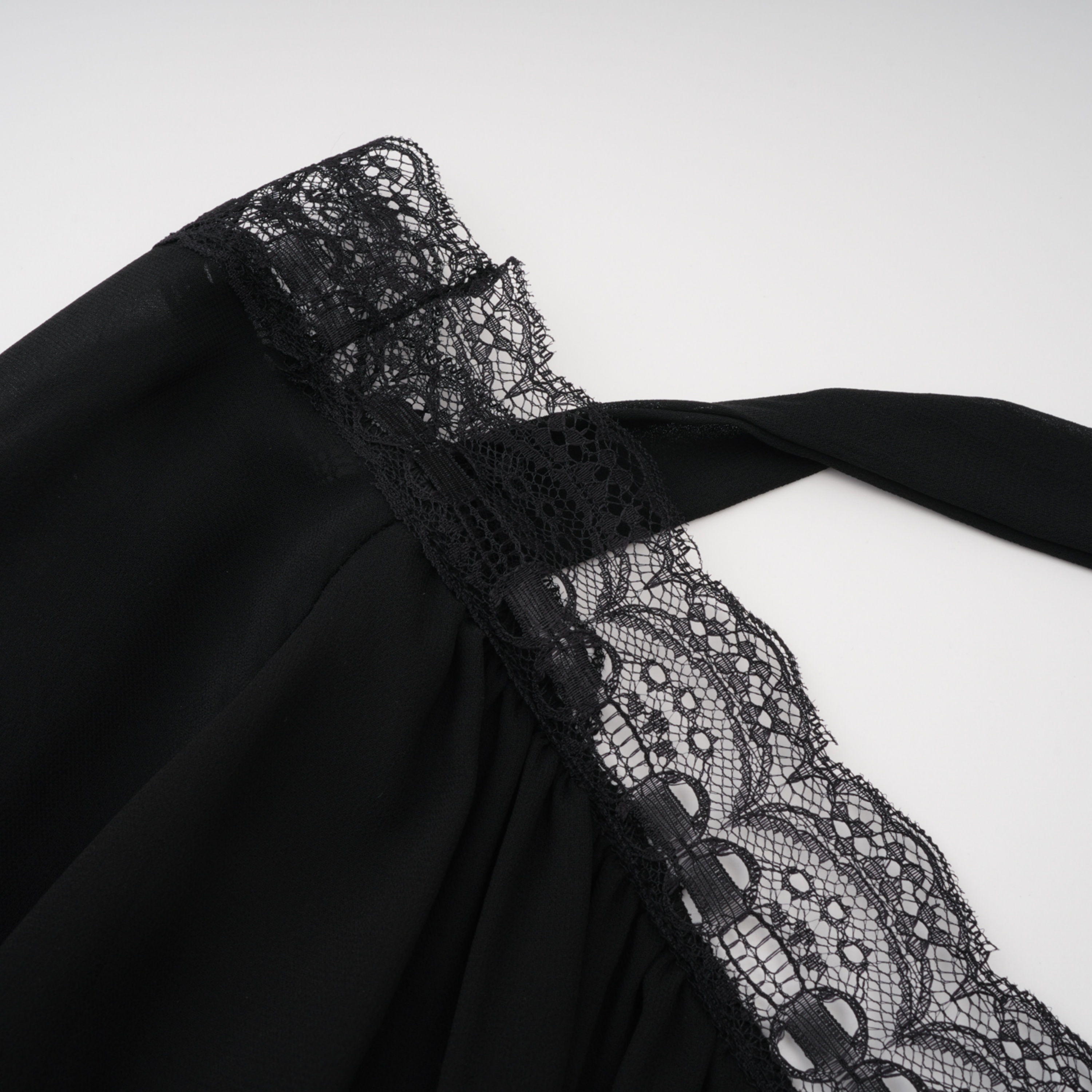 Lilou Black Plunge Neck Lace Mini Dress