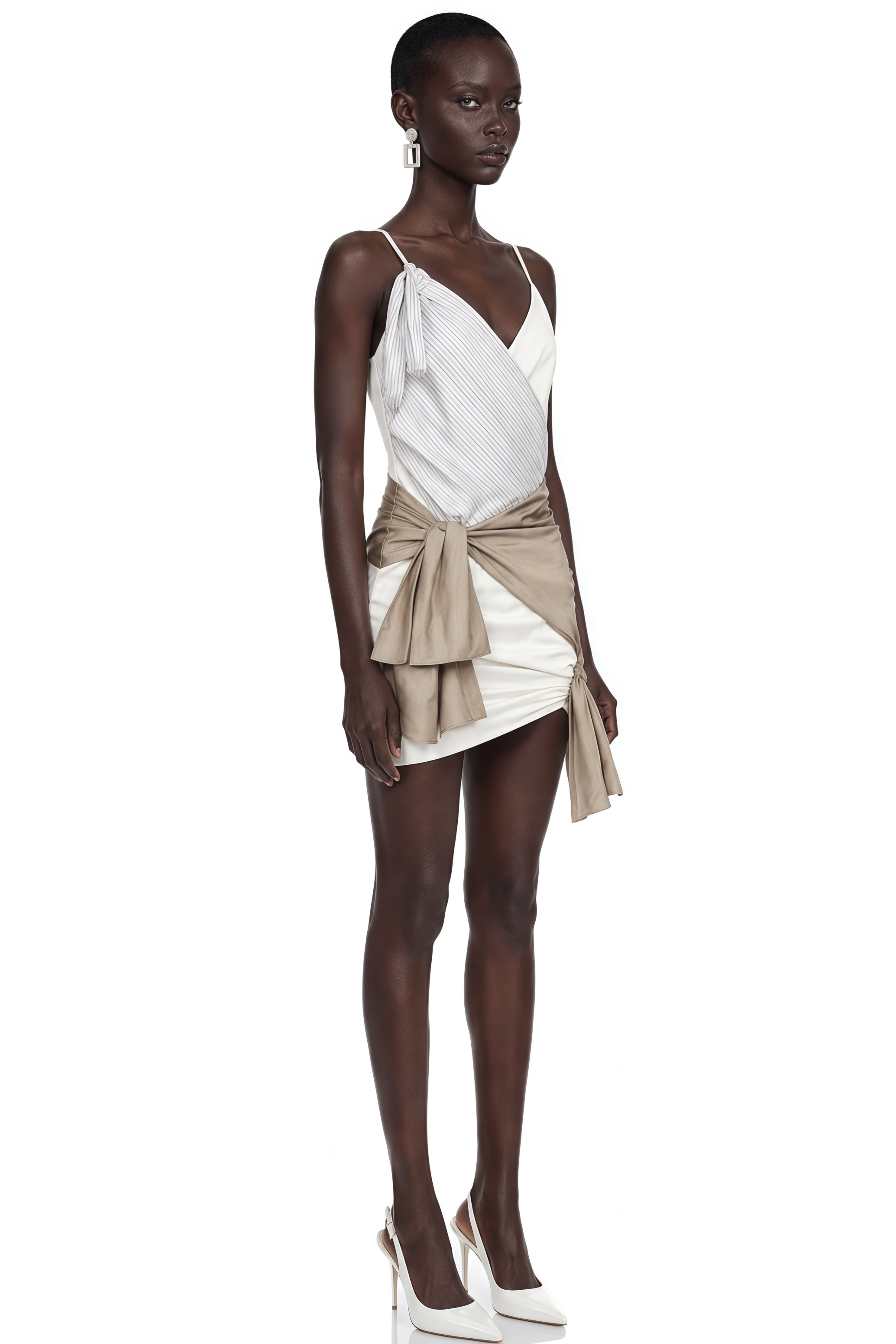 Linette Khaki Wrap Asymmetrical Mini Dress
