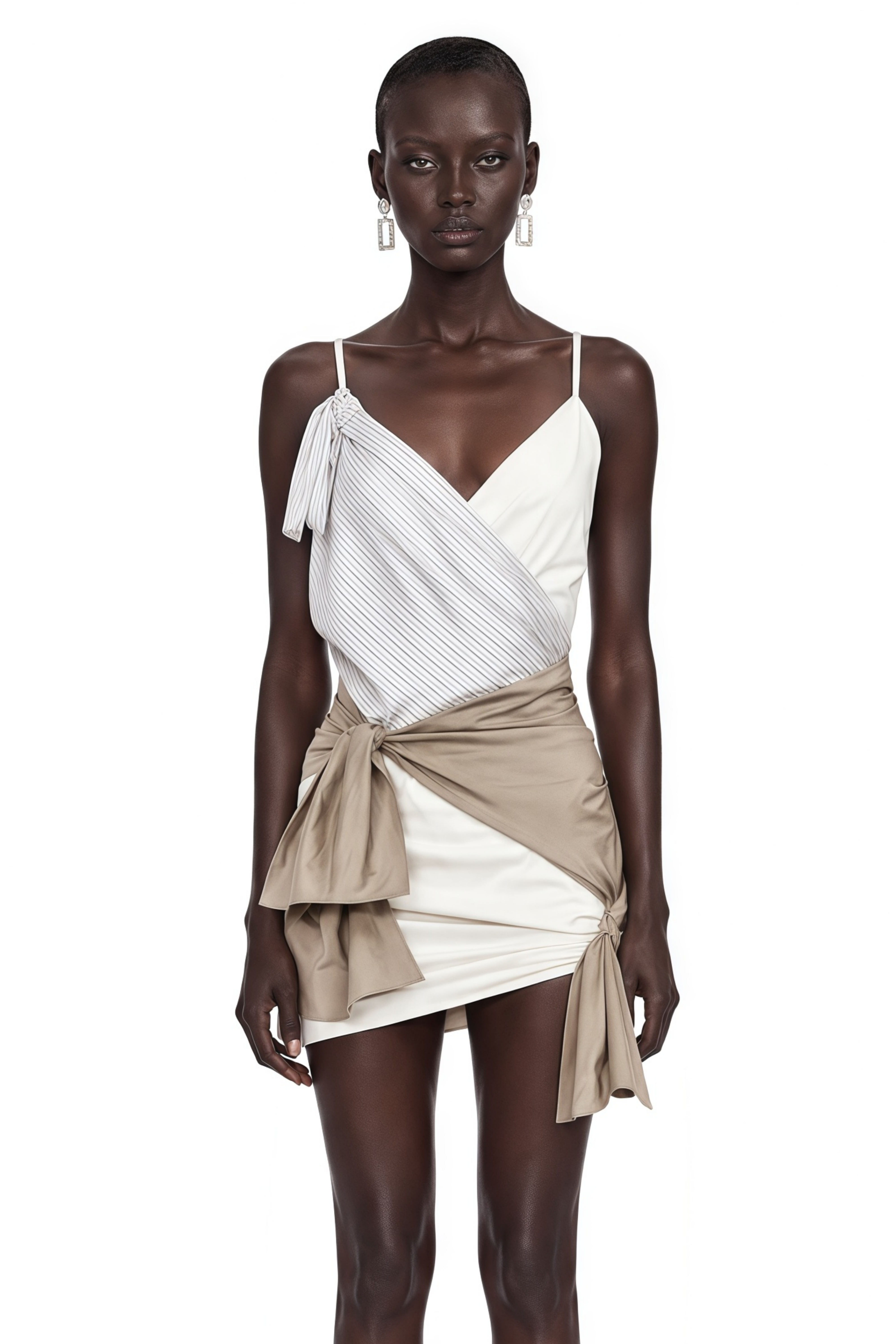 Linette Khaki Wrap Asymmetrical Mini Dress