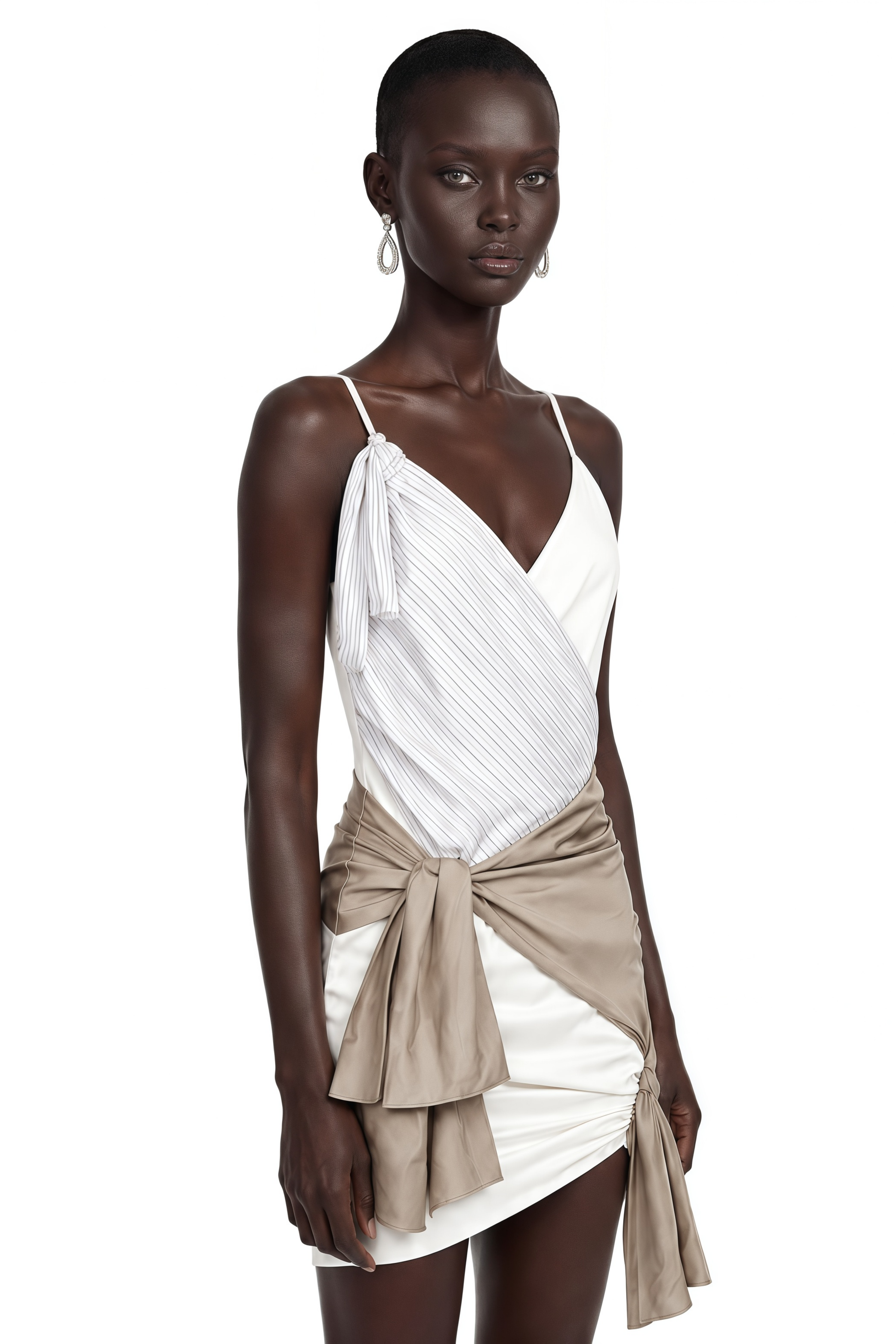 Linette Khaki Wrap Asymmetrical Mini Dress